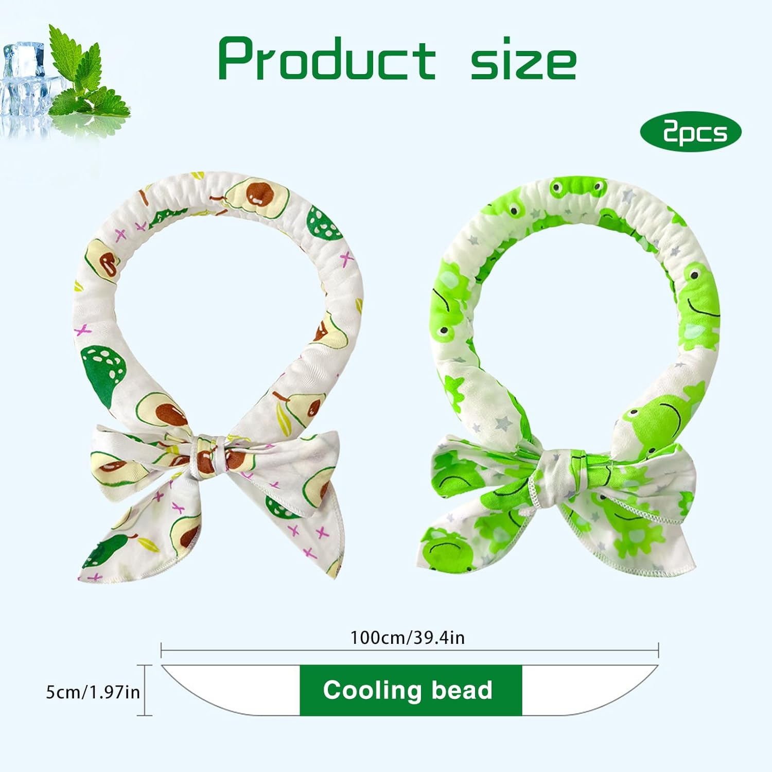 Cooling Bandana for Dogs, Cooling Ice Collar for Dogs, Pet Cooling Scarf, Breathable Dog Cooling Collar, 2 Pieces Cat Bandana Ice Collar, for Cats, Dogs, Camping in Summer (Green + White) image number 2