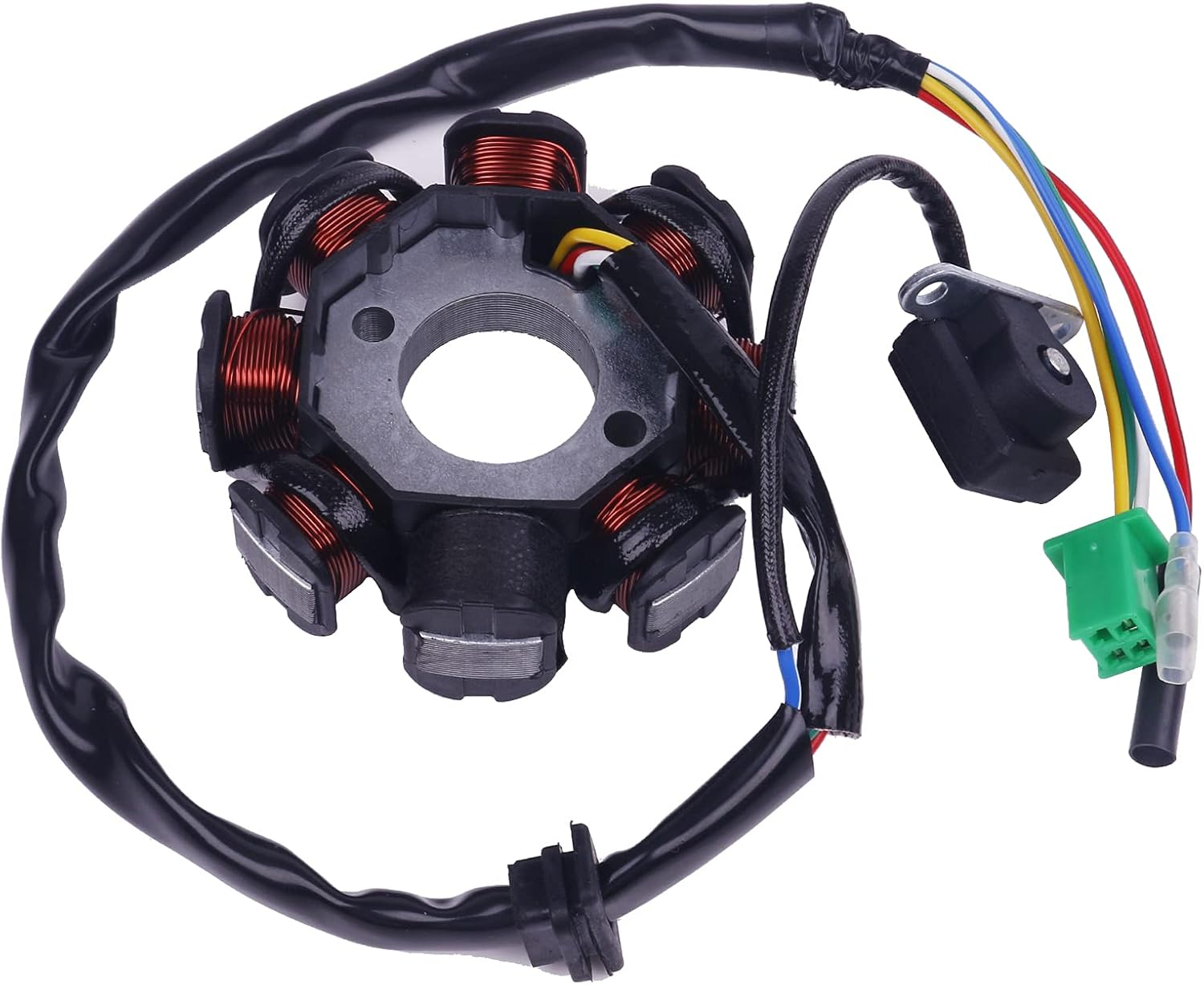 Glixal GY6 125Cc 150Cc 8 Coil Magneto Alternator Stator for 152QMI 157QMJ Chinese Scooter Moped ATV Go Kart Quad Engine Taotao Jonway Icebear Baja Coolster Lance SUNL Vento