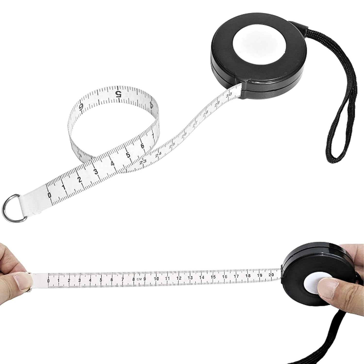 Retractable Soft Measuring Tape, 205Cm/80In Dual-Sided Tape Measure for Sewing, Tailoring Weight Loss, and Height Measurement, Black on White Scale image number 2