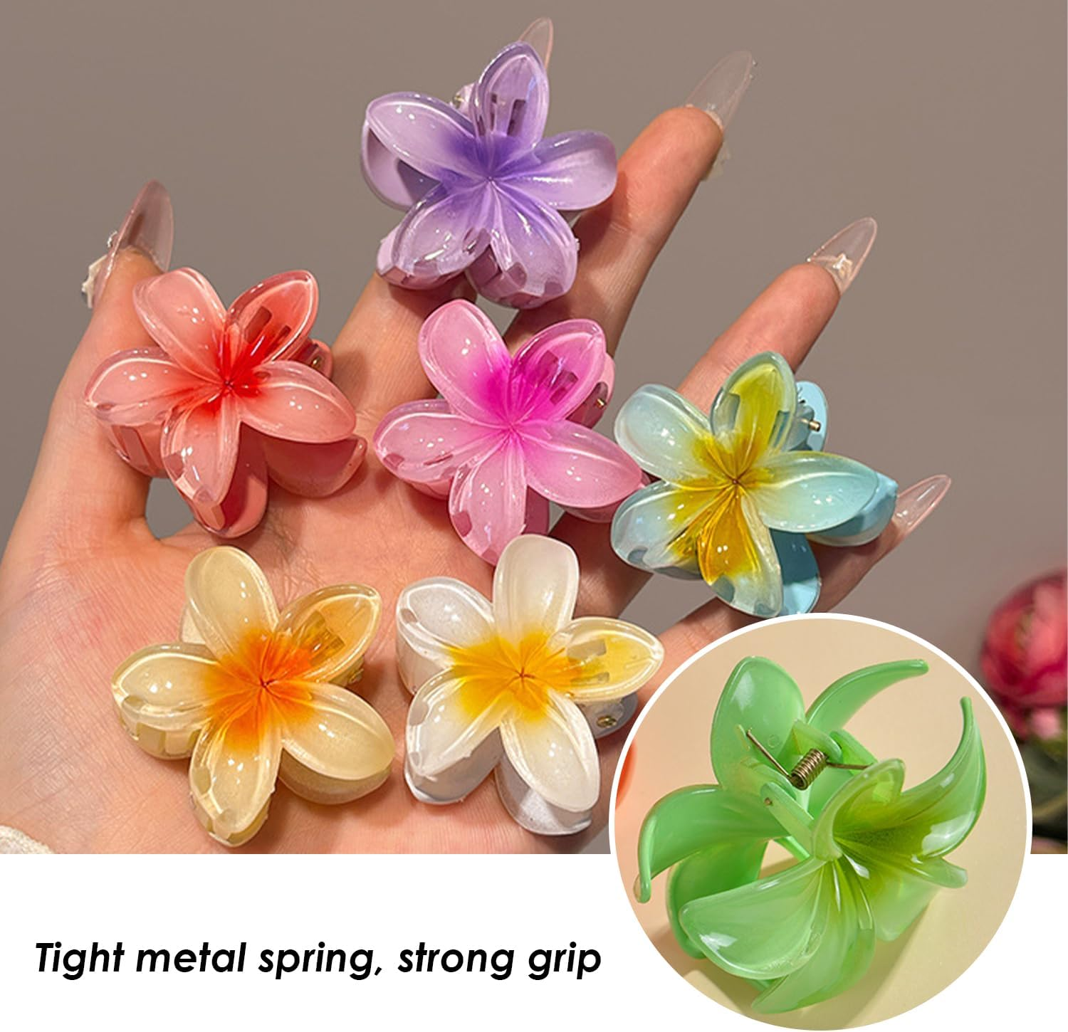 8 Pieces Frangipani Holding Clips Flower Shaped Hairpins Travel Holiday Accessories Holiday Memorial Gifts