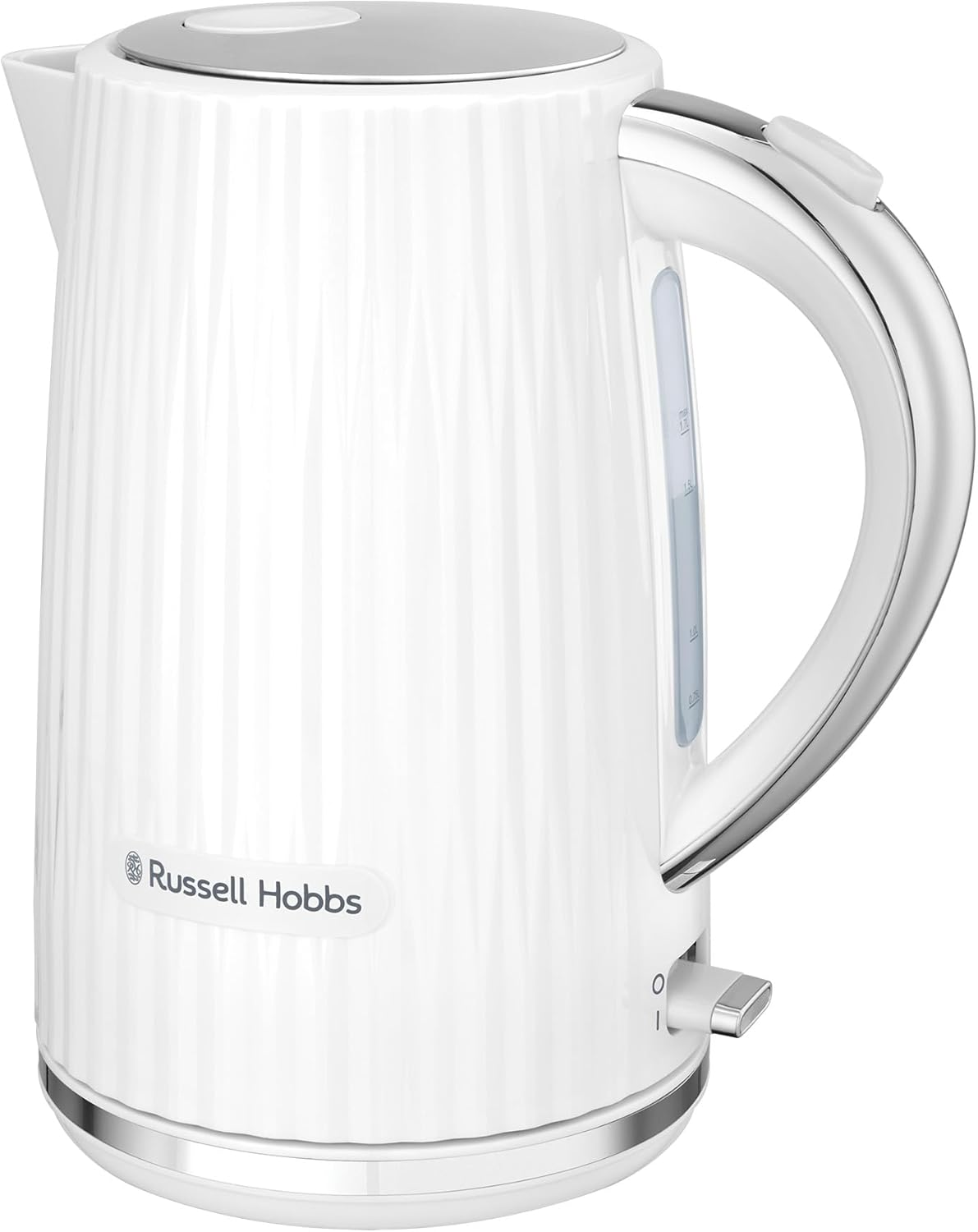 Russell Hobbs Eden Kettle, RHK2736WHT, Textured Design, Push to Open Lid, 360&deg; Base & Cord Storage, Water Window with Gauge, 1.7L Capacity, White