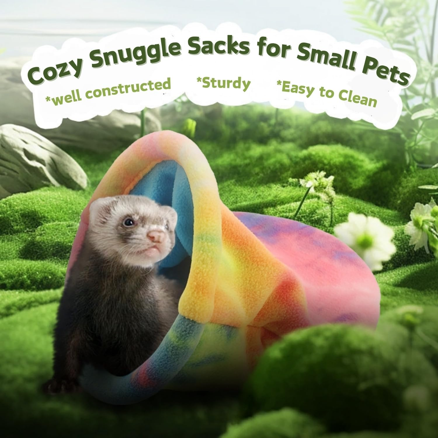 2 Pack Guinea Pig Snuggle Sack Soft Fleece Large Hideout Ferret Cozy Cave Hamster Sleeping Bag Small Animal Bed for Rabbit Bunny Chinchillas Rat Squirrel Hedgehog Cage Accessories (2 Pack, Large) image number 2