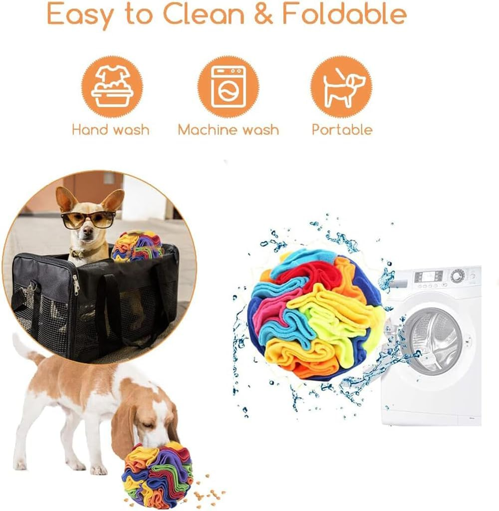 Dog Snuffle Ball, Dog Sniff Mat Fleece Foraging Mat Interactive Dog Toys Ball for Small Medium Large Dog Anxiety Relief (Multicolour1) - Multicolour2 image number 2