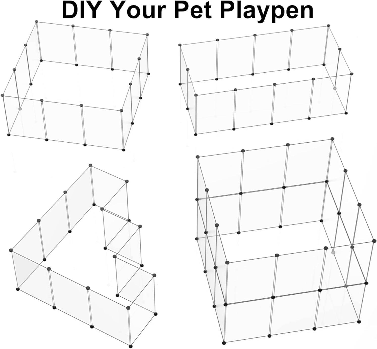 Transparent Clear Pet Dog Playpen, Guinea Pig Cages, Puppy Dog Playpen, Pet Playpen, Rabbit Bunny Indoor Fence Pen Enclosure, White Clear Plastic Playpen (Transparent -12 Panels(Contain 1 Door)) - Transparent -12 Panels(Contain 1 Door) image number 4