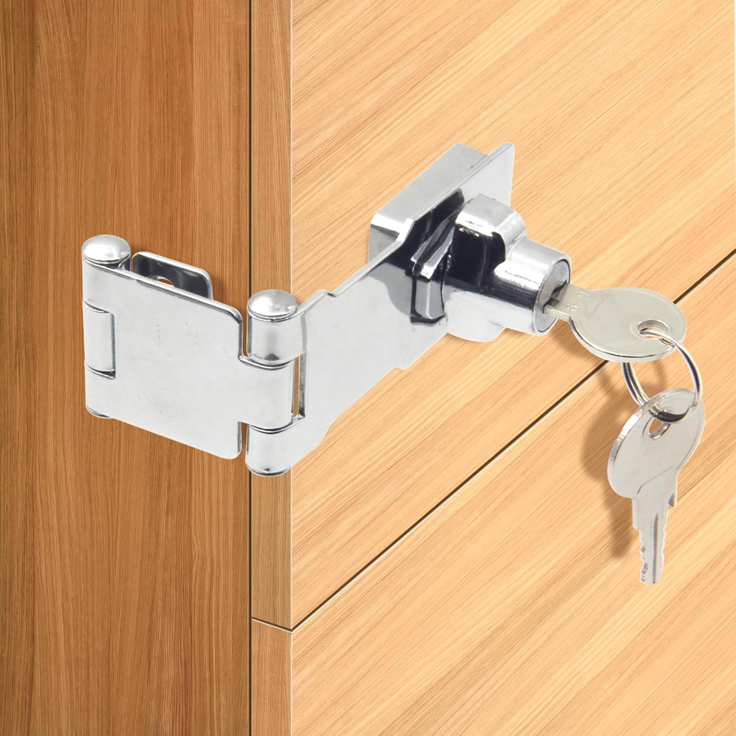 2 Pack Door Lock Hasp Latchs, Collapsible Solid 304 Stainless Steel File Cabinet Lock Desk Drawer Lock, for 90 Degree and 180 Degree Drawers, Dabinets, Doors, Flip Barn Door - 2 Pack(Combination Lock) image number 2