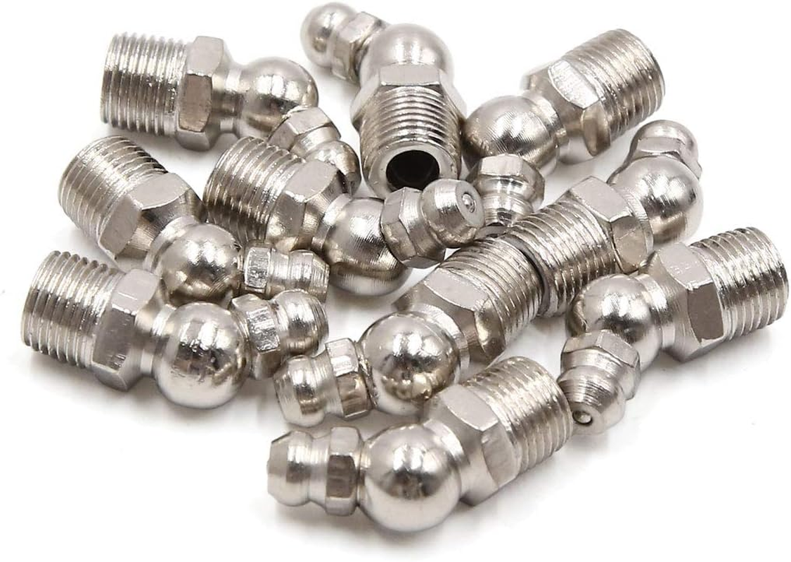 Uxcell 10Pcs 1/8" Nickel Plated 45 Degree Grease Nipple Fitting for Motorcycle Car image number 2