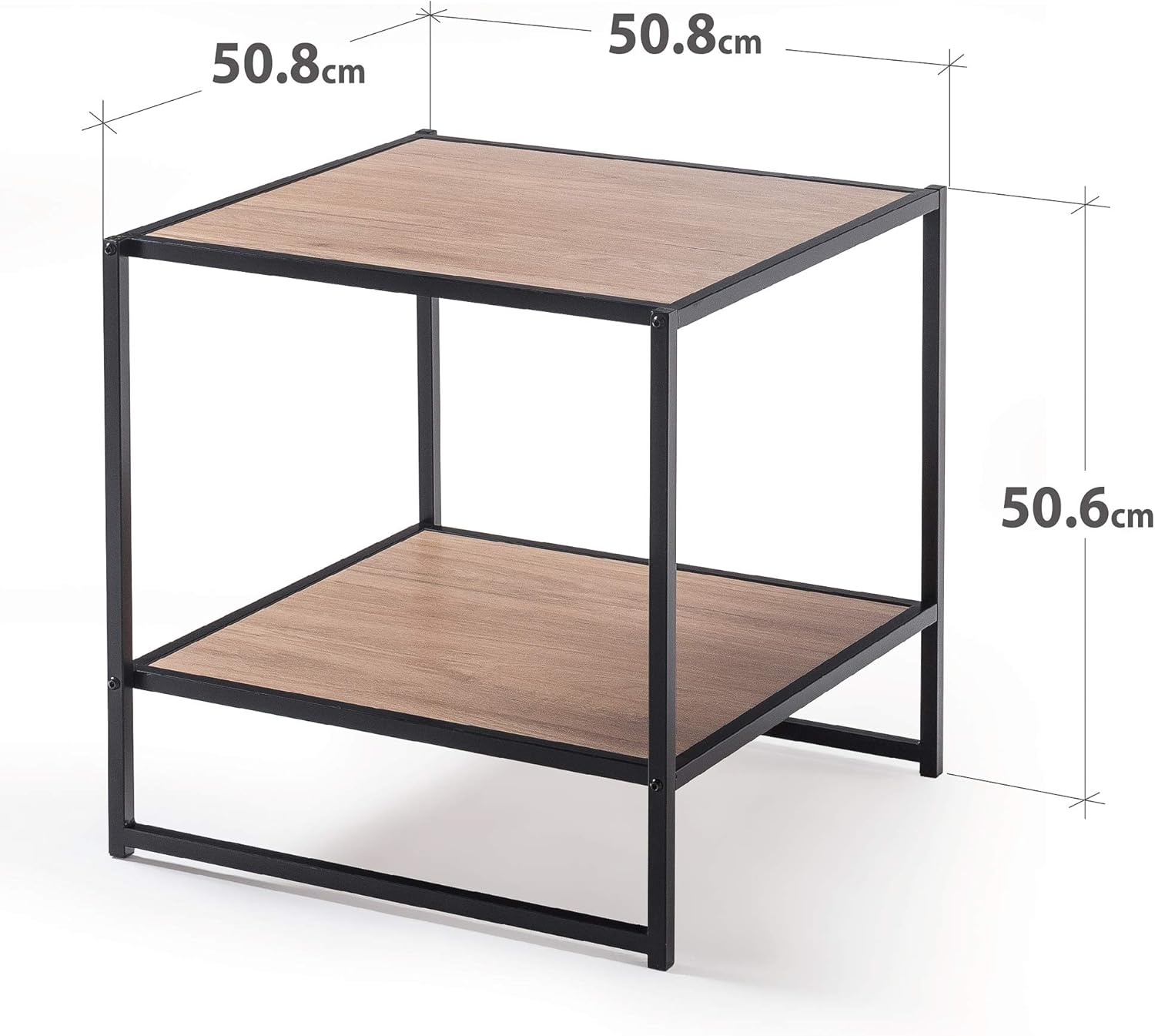 Zinus Modern Studio Set of Two Bedside Tables Cherry Brown Nightstands Durable Industrial Sidetables for Bedroom or Living Room image number 2