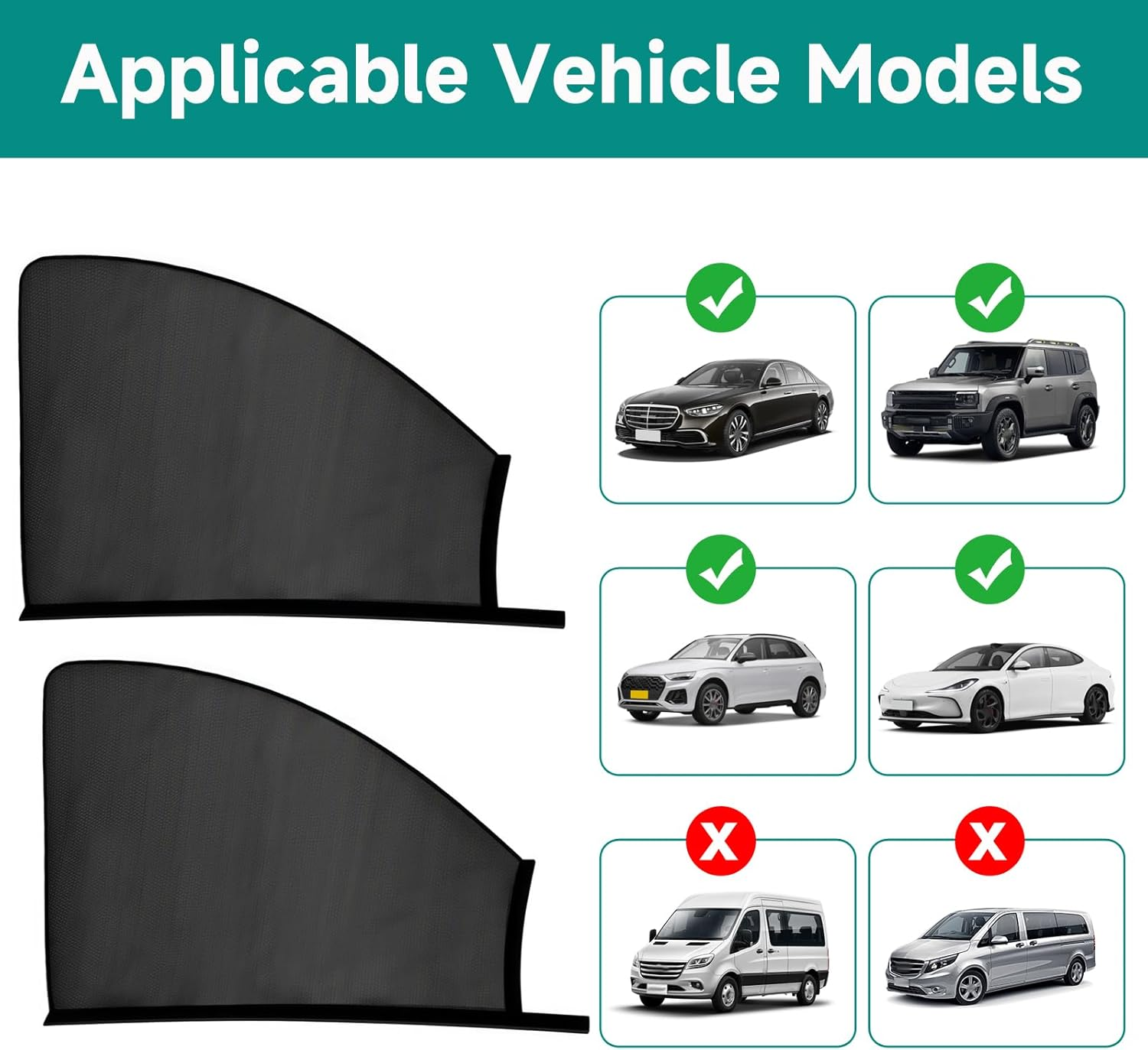 4Pack Car Window Shades Mesh,Stretchy&Breathable Mesh - Universal Fit Most of Cars, Large SUV, Pickup,Uv Protection Mosquito Net Side Window Covers for Car Camping & Baby image number 4