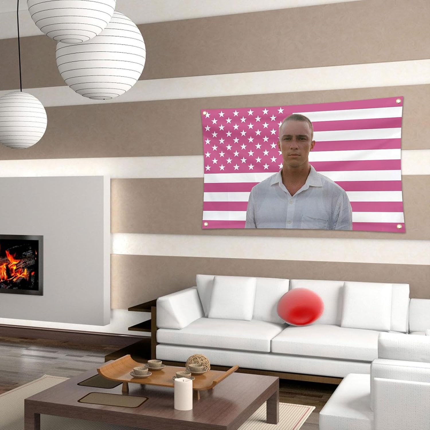 Drew Starkey Americans Flag Pink, Rafe Cameron Tapestry Celebrity Flags, Wall Hanging Flag with Brass Grommets for Man Room Decor