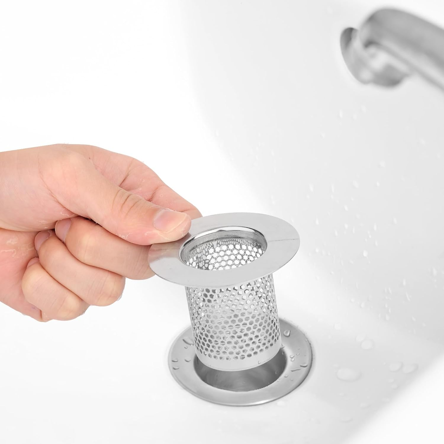 SAVITA 3Pcs Bathtub Drain Cover, Hair Catcher Shower Drain Stainless Steel Hair Catcher Hair Strainer Shower Drain Filter for Sink Strainer, Bathtub, M, B35048 image number 3