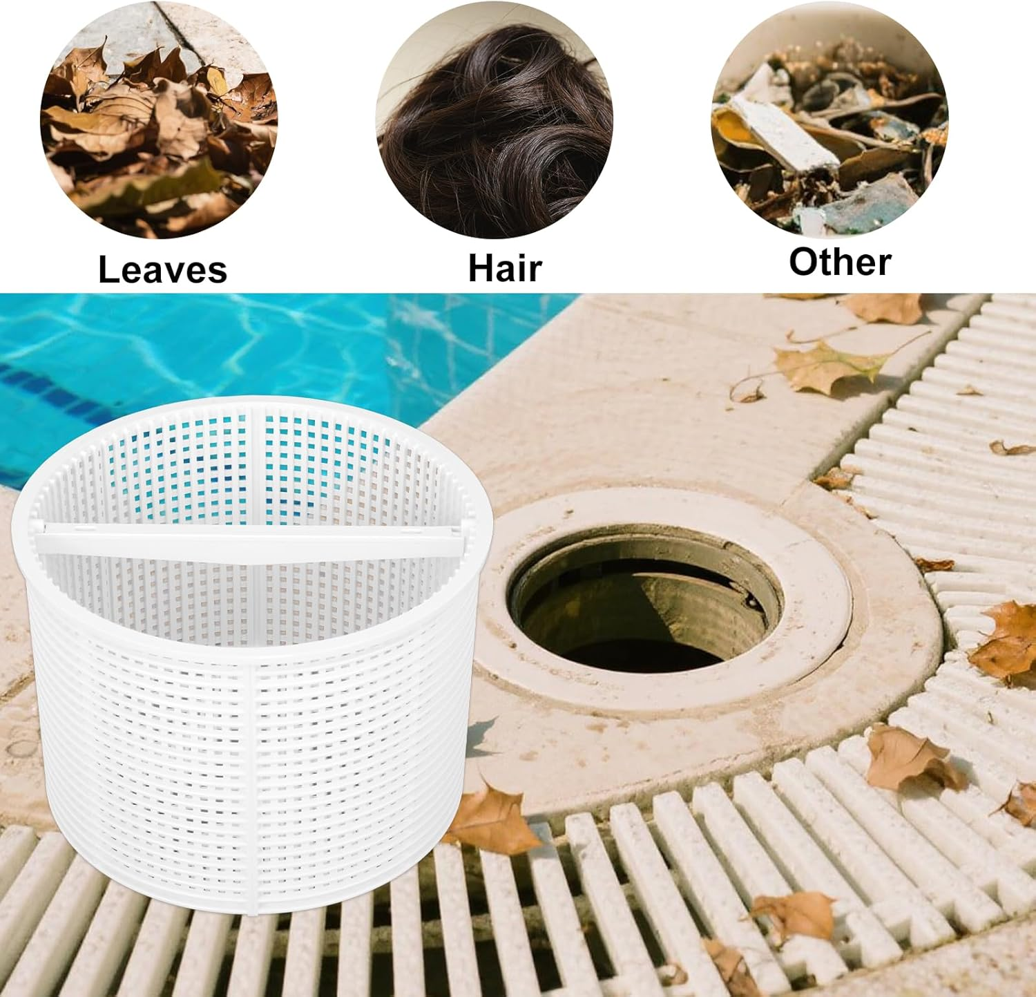 Pool Skimmer Basket Replacement, Swimming Pool Strainer Filter Basket Skimmer Accessories Compatible with Hayward SPX1082CA Fits Models SP1082 SP1083 SP1084 SP1085 SP1086 B-152 (White)