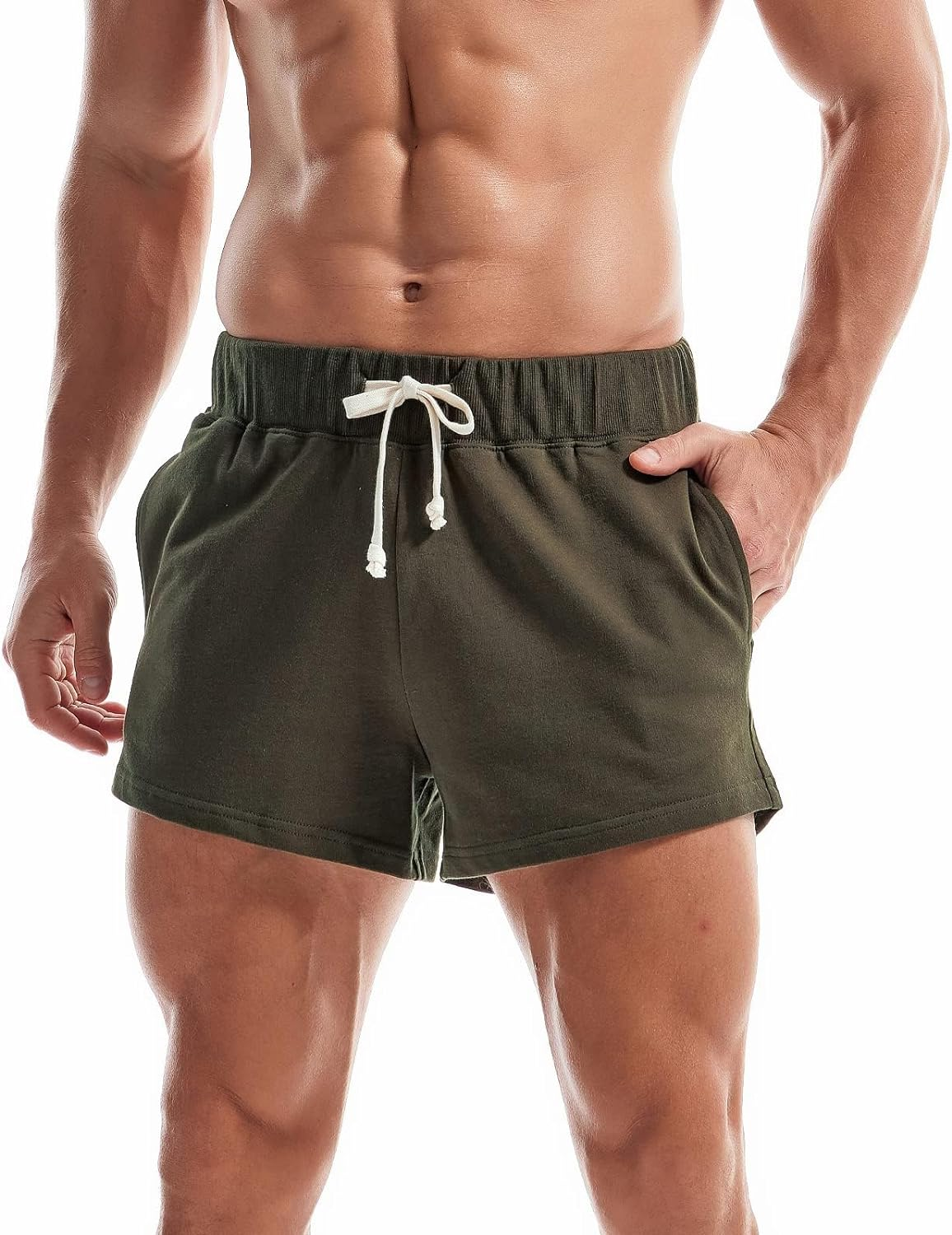 AMY COULEE Mens Running Shorts 3 Inch Training Workout Gym Shorts Cotton Casual Sweat Shorts with Pockets