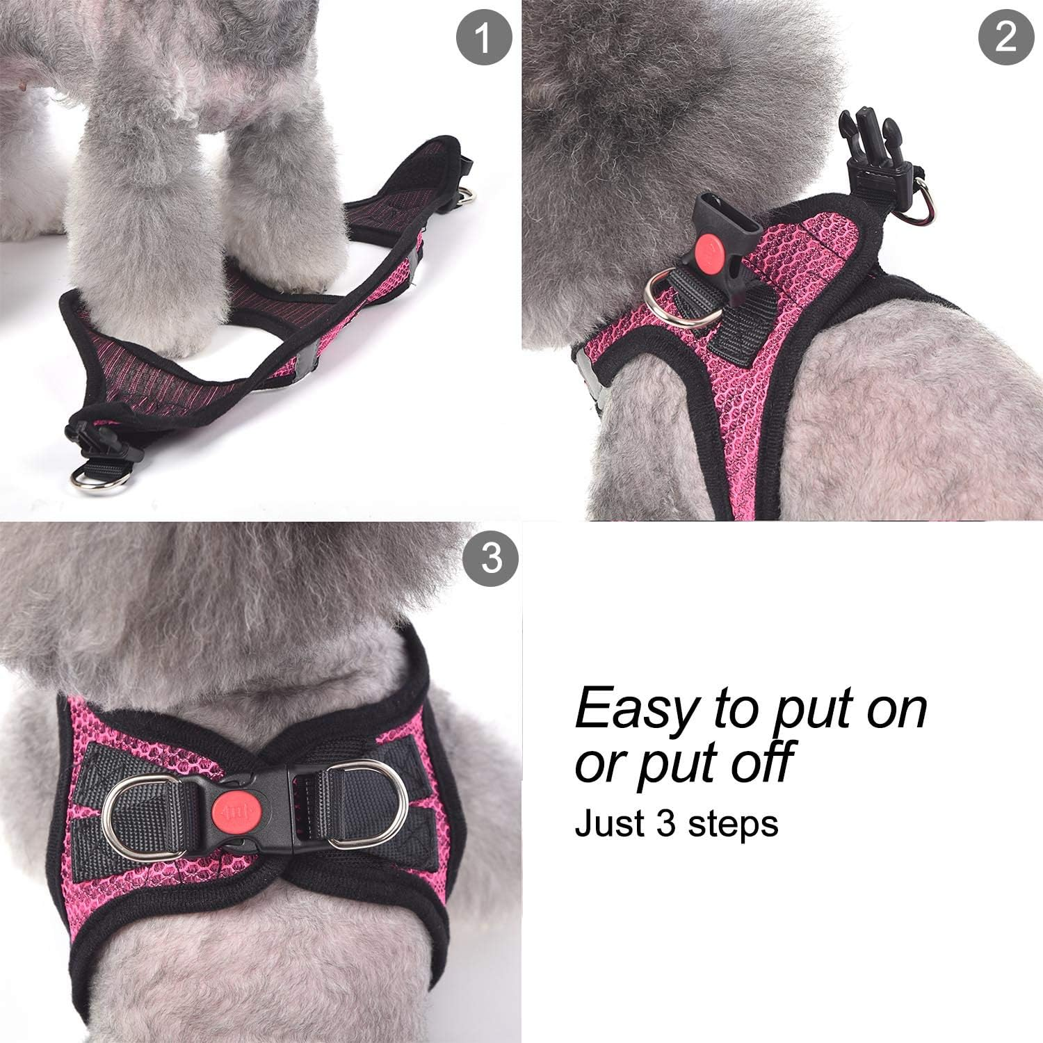 Matilor 2 Packs Dog Harness Step-In Breathable Puppy Cat Dog Vest Harnesses for Small Medium Dogs image number 4