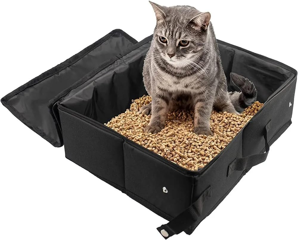 Portable Cat Travel Litter Box with Zipped Lid, Foldable Travel Litter Box, No Leakage, No Smell, Waterproof, Easy to Carry, Easy to Use in Hotels, Car image number 1