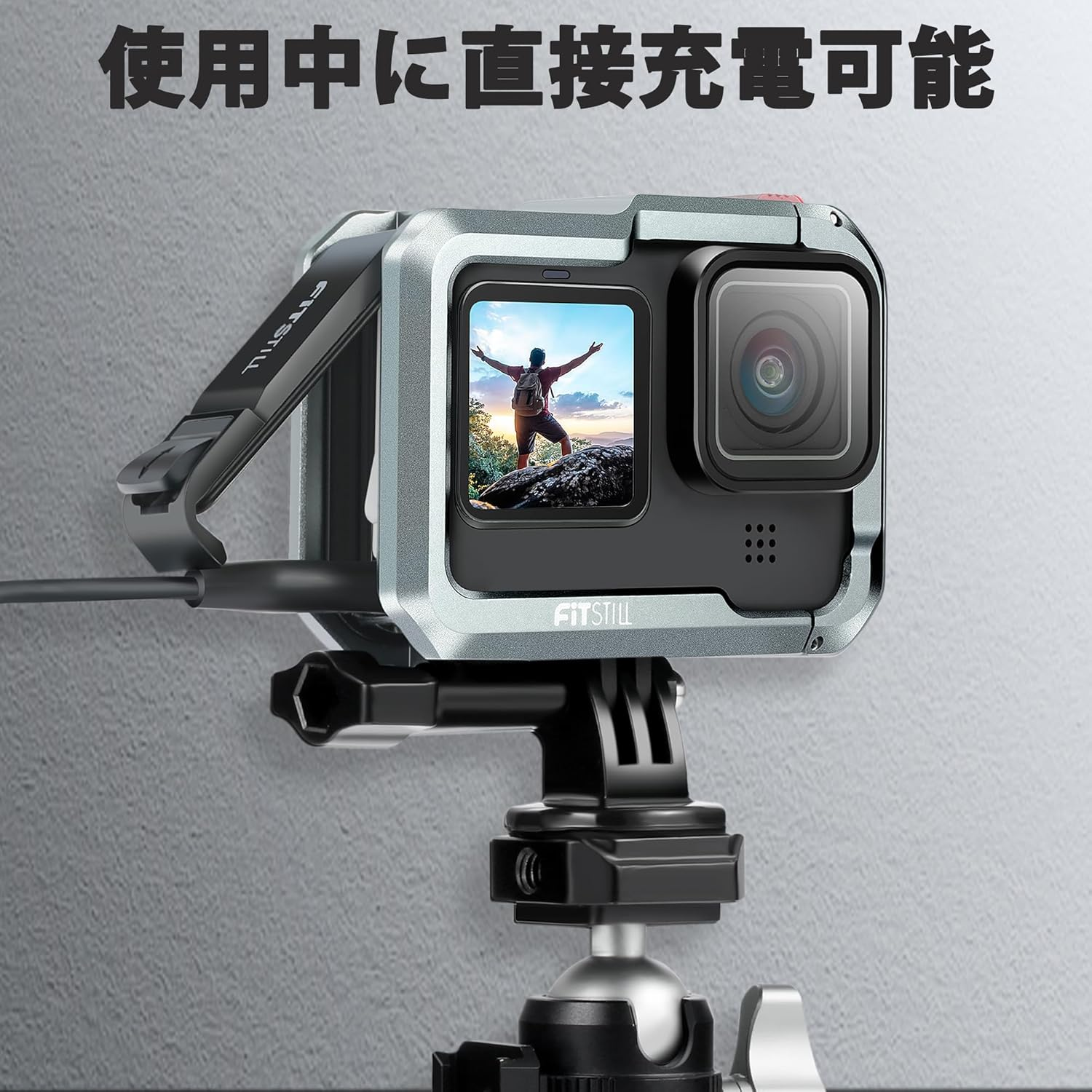 Fitstill Aluminum Alloy Frame for Go Pro Hero 13/12/11/10/9, Camera Cage Metal Frame Aluminum Alloy Protective Cage Case Action Camera Rig with 2 Cold Shoe Mounts and 1/4 Thread Ports Abrasion image number 5