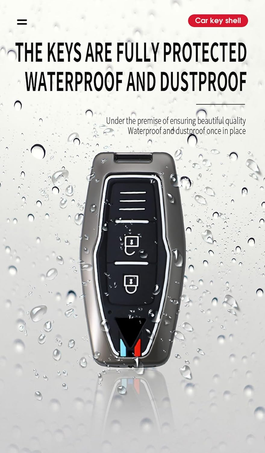 Ontto Metal Car Key Fob Cover Fit for Mitsubishi Outlander 2022 2023 Smart Key Case Keyring Silicone Key Shell Holder Bag Keychain Protection Accessories Black B image number 2