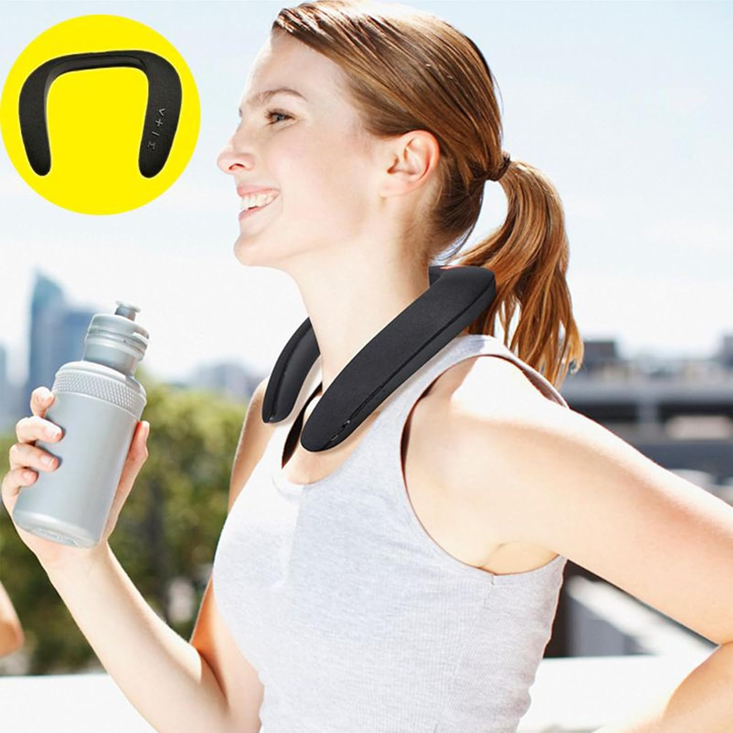 Uonguon Wireless Neck Speaker - 6-10H Playtime Audio Neckband - 5D Stereo Surround Sound Home Speakers - for Women Men Home Outdoor Camping Hiking Beach image number 2