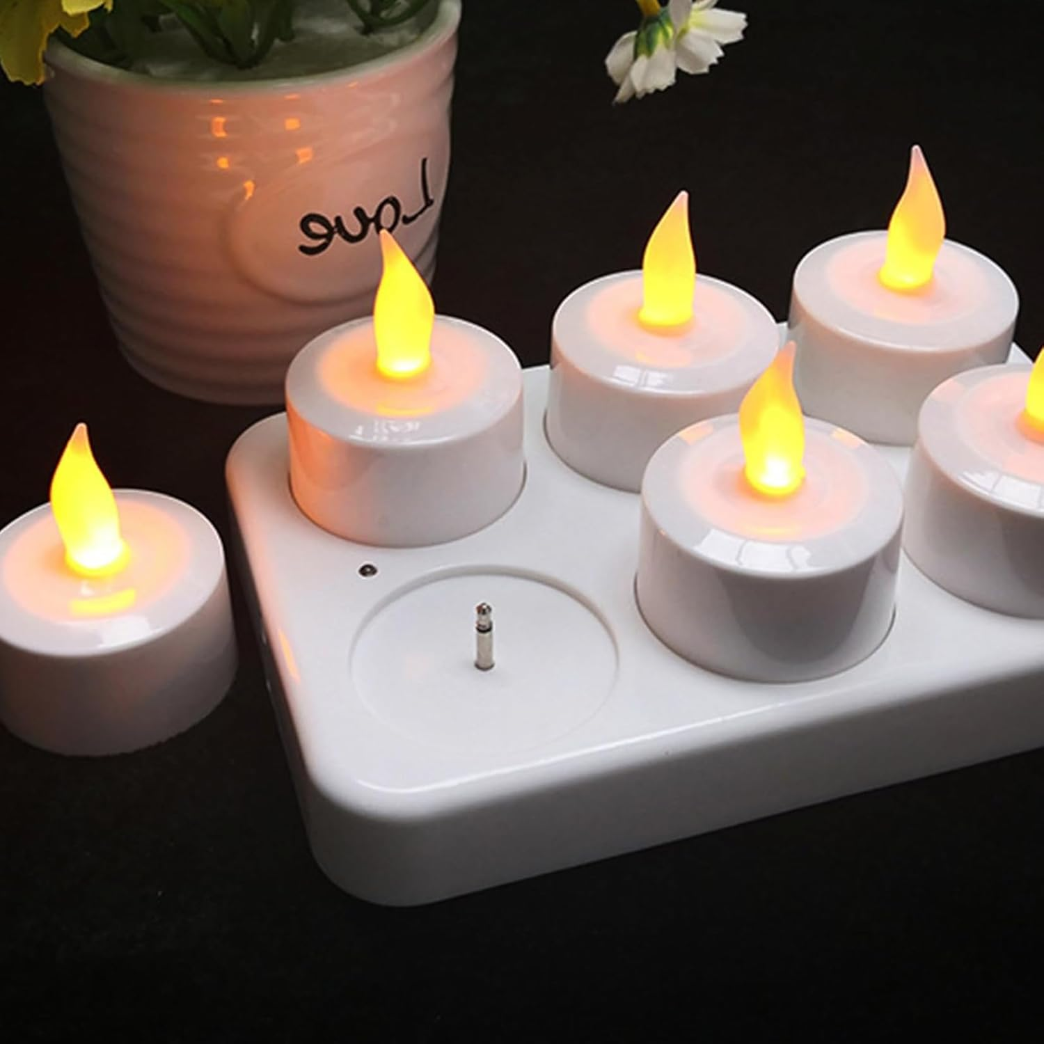 Rechargeable Flameless Tea Light Candles - 6PCS Flickering LED Votive Candles with 2 Modes | Batteryless, Safe, and Eco-Friendly Decor for Winter Ambiance and Mood Lighting image number 4