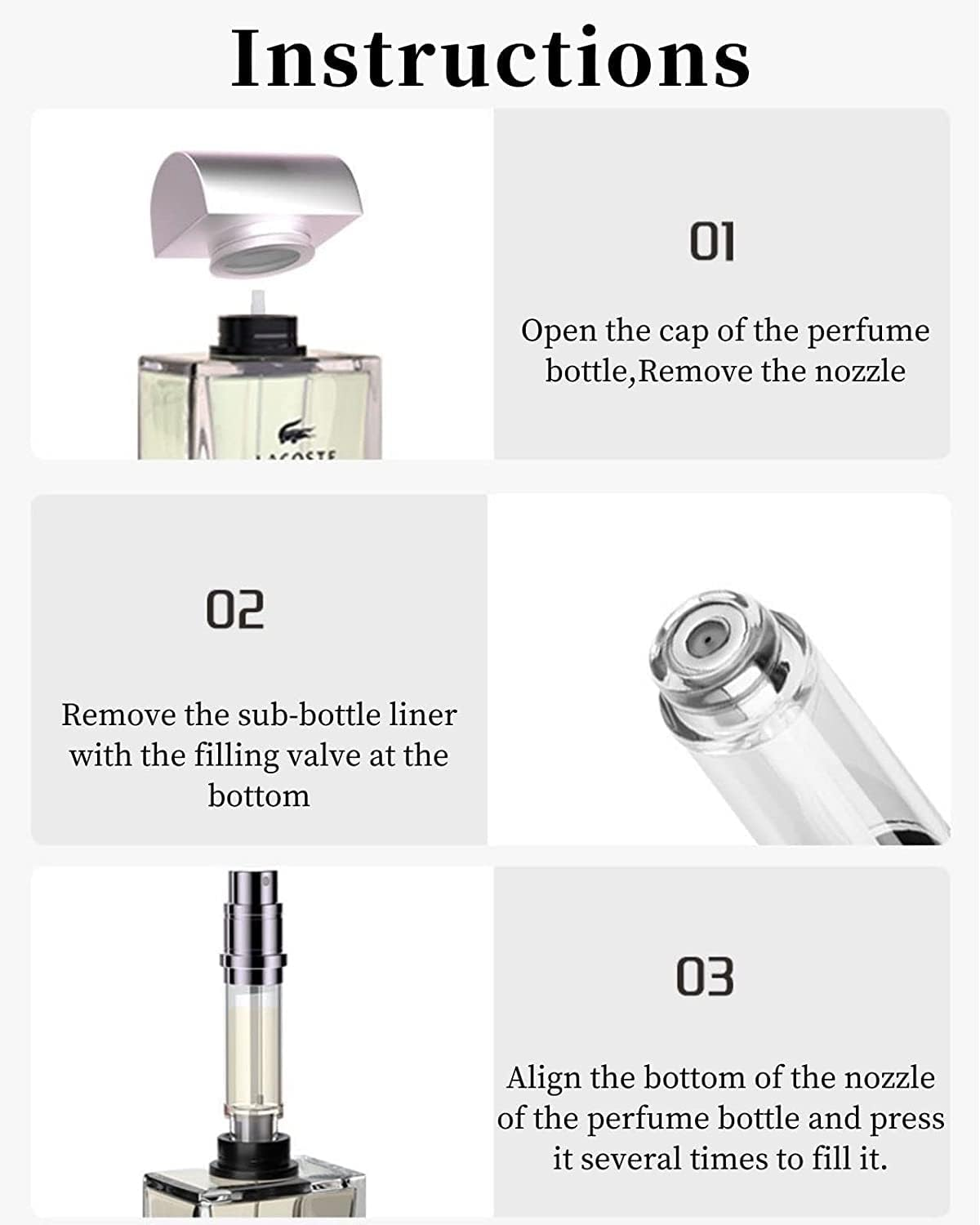 2Pcs Refillable Perfume Bottle Atomizer for Travel, Portable Easy Refillable Perfume Spray Pump Bottle for Men and Women with 5Ml Pocket Size (Black & Rosegold) - B-Gold image number 5