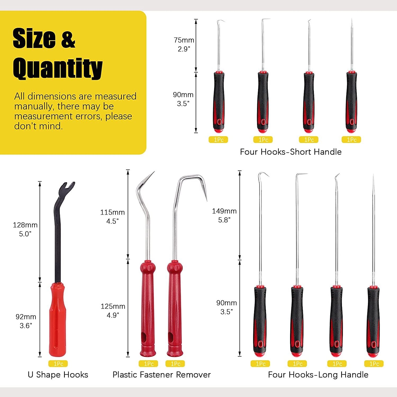 11Pcs Hose Removal Hook Heavy Duty Hook Tool Set, Precision Tools Hooks, O-Ring Hook, Vacuum Hoses Trim Tools for Automotive Mechanic Maintenance Brand: Mardatt image number 5