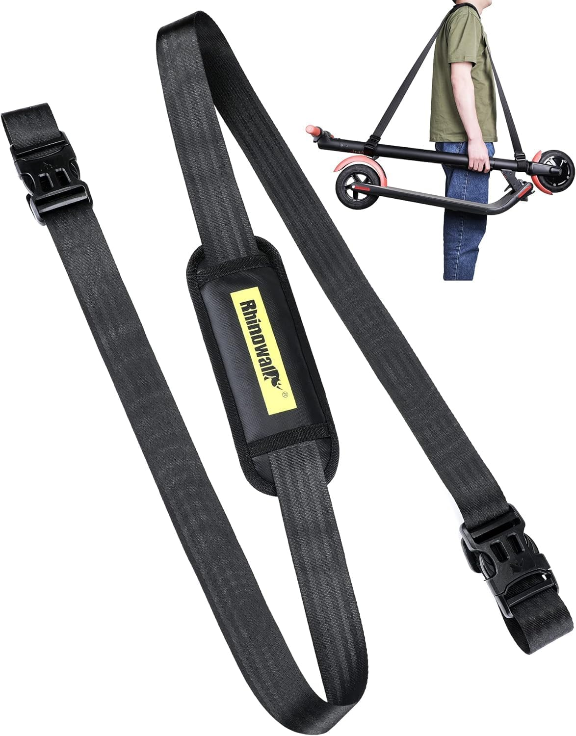 71-Inch Scooter Shoulder Strap, Adjustable Carrying Strap with Extra-Thick Anti-Slip Shoulder for Electric Scooters, Bikes, Balance Bikes, Yoga Mat, Ski Board image number 2