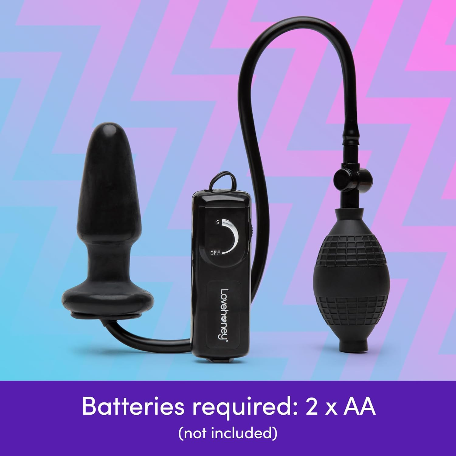 Lovehoney Vibrating Inflatable Butt Plug - 4.5 Inch Butt Plug - Wired Remote Control for Adjustable Anal Stimulation - Easy to Use Anal Bulb Pump - Black image number 5