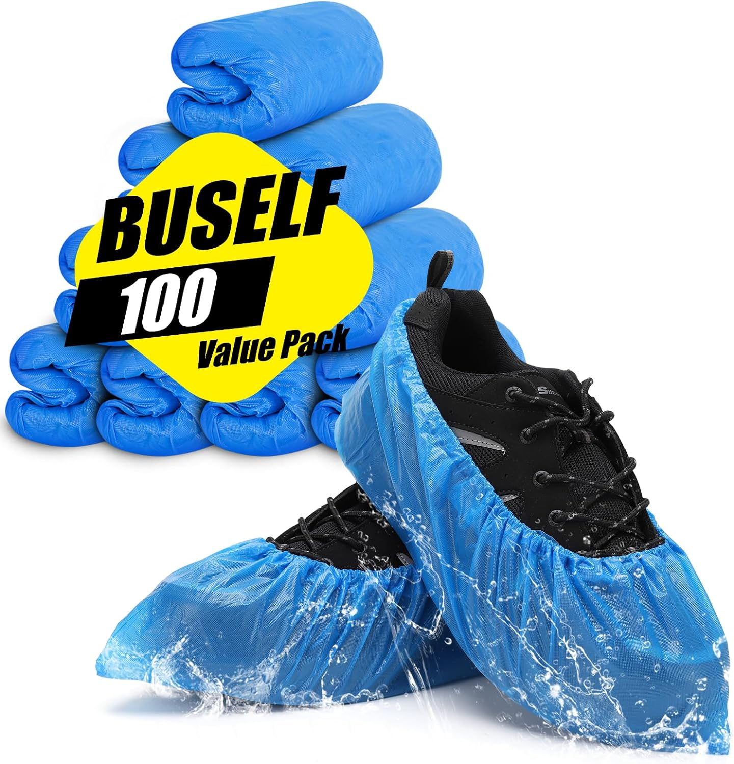 Buself Shoe Covers Disposable Non Slip for Indoors 100 Pack(50 Pairs) Recyclable Shoe Booties Waterproof Shoe & Boot Covers Durable Shoe Protectors Covers One Size Fits Most Blue image number 2