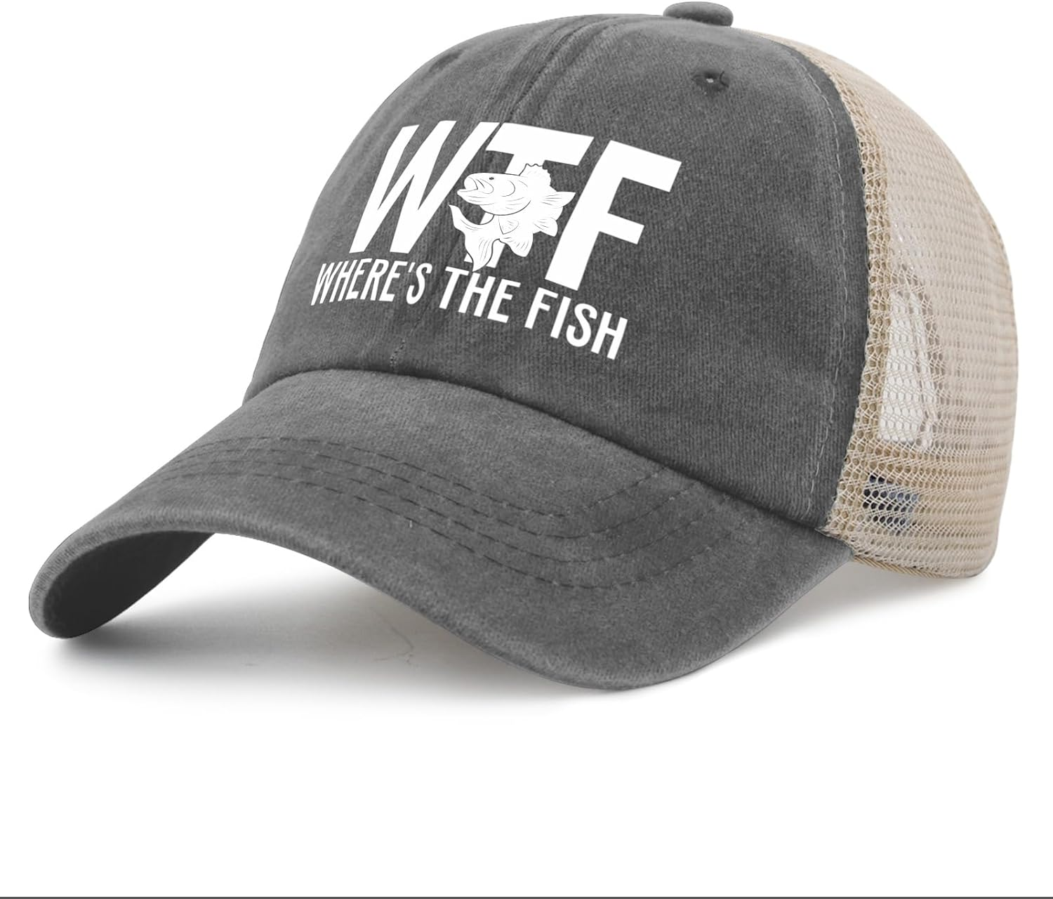Cryptomancy WTF Where'S the Fish Hat for Women Dad Hats with Design Caps image number 6
