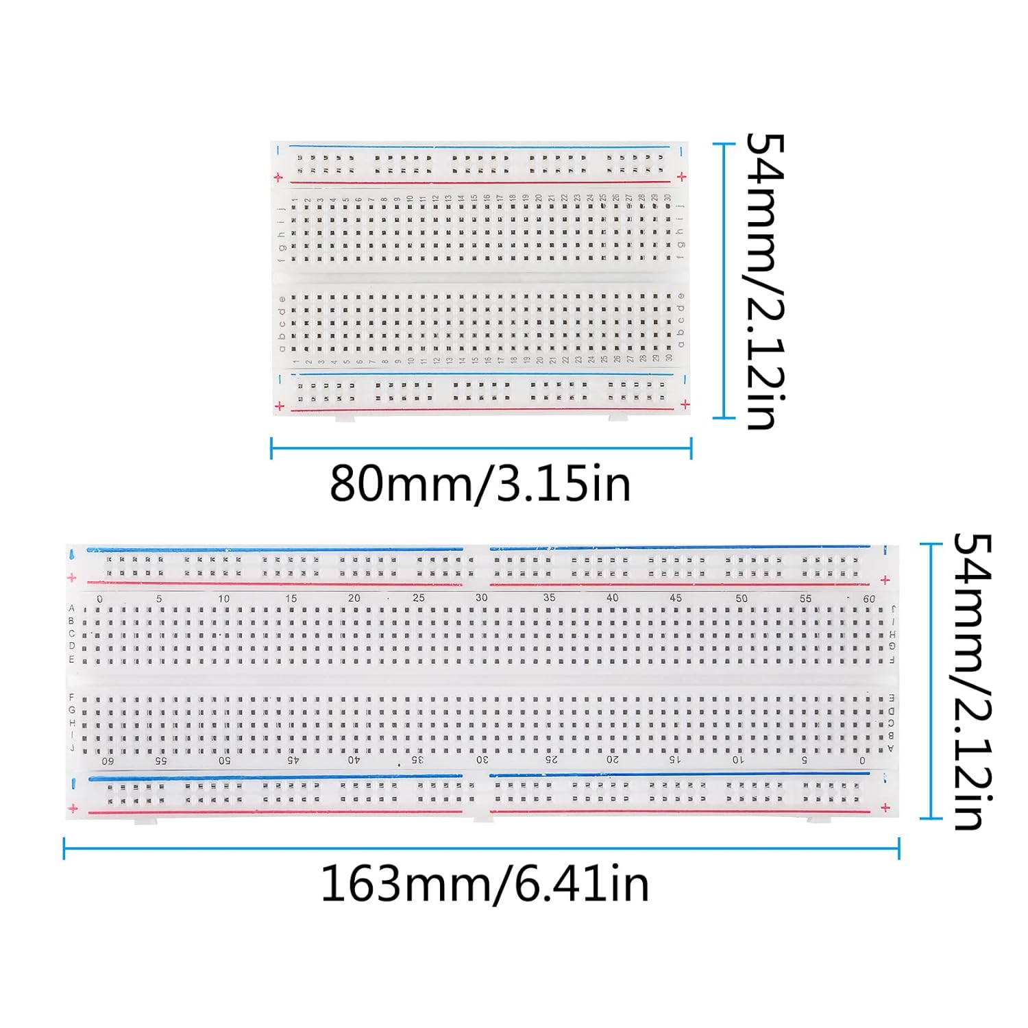 Breadboard Jumper Cable Kits, 4Pcs 400 & 830 Point Breadboards, 560Pcs 2-125 Mm U-Shape Jumperwires for Arduino image number 3