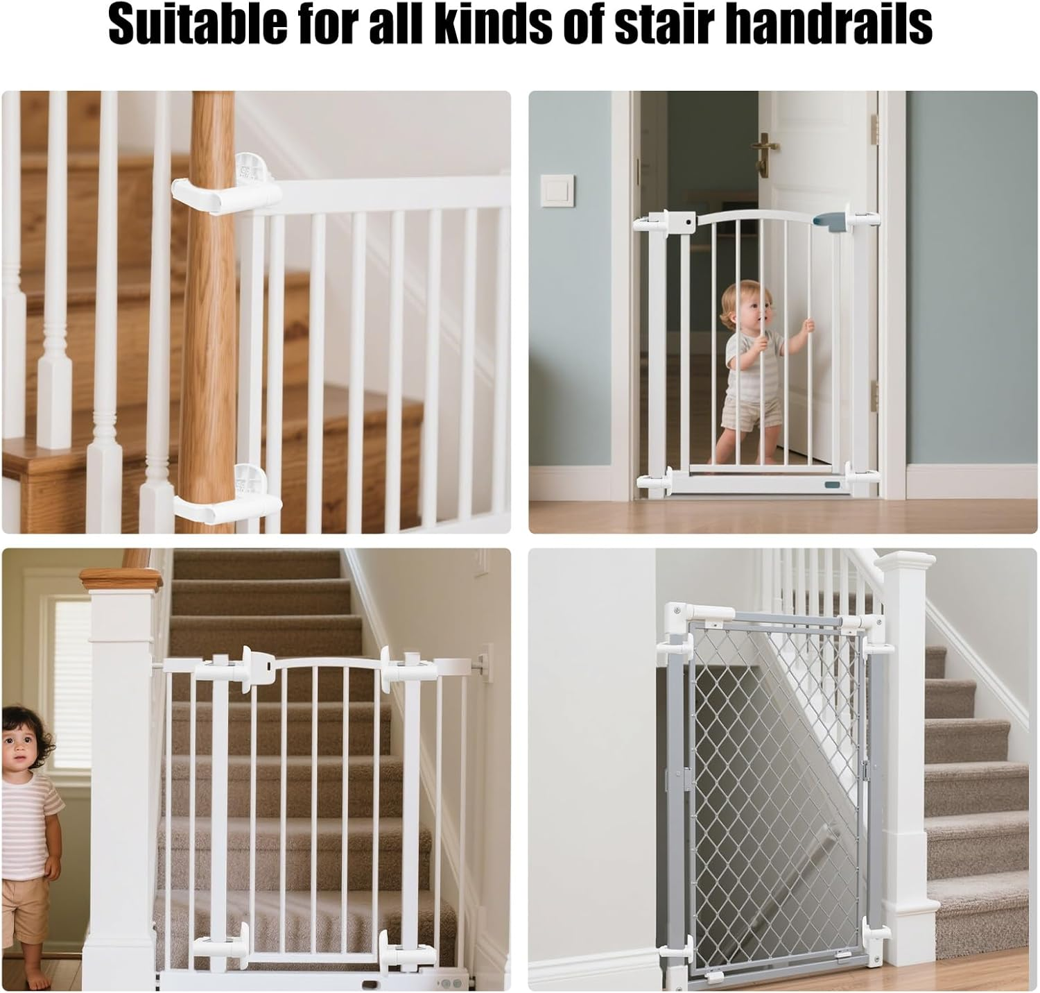 2Pcs Baby Gate Banister Adapter, Durable Stairway Gate Mounting Kit Practical Safety Stair Adapter Post Fitting Kit Suitable for Various Stair Handrails image number 5