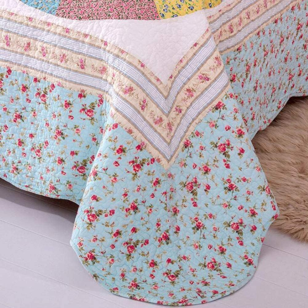 Quilt Set Bedding Set Cotton Patchwork Quilt Quilted Bed Cover Home Bedspread Rural Style Double People Bedding 3-Piece Set Linens 240X280CM Throw Pillowcases 50X70CMX2