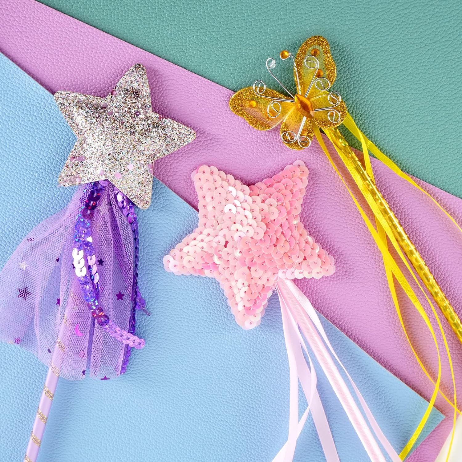 6 PCS Princess Wand Magic Wand Fairy Dress-Up Wand Kit for Girl'S Princess Costume Role Play Birthday Party Favor image number 3