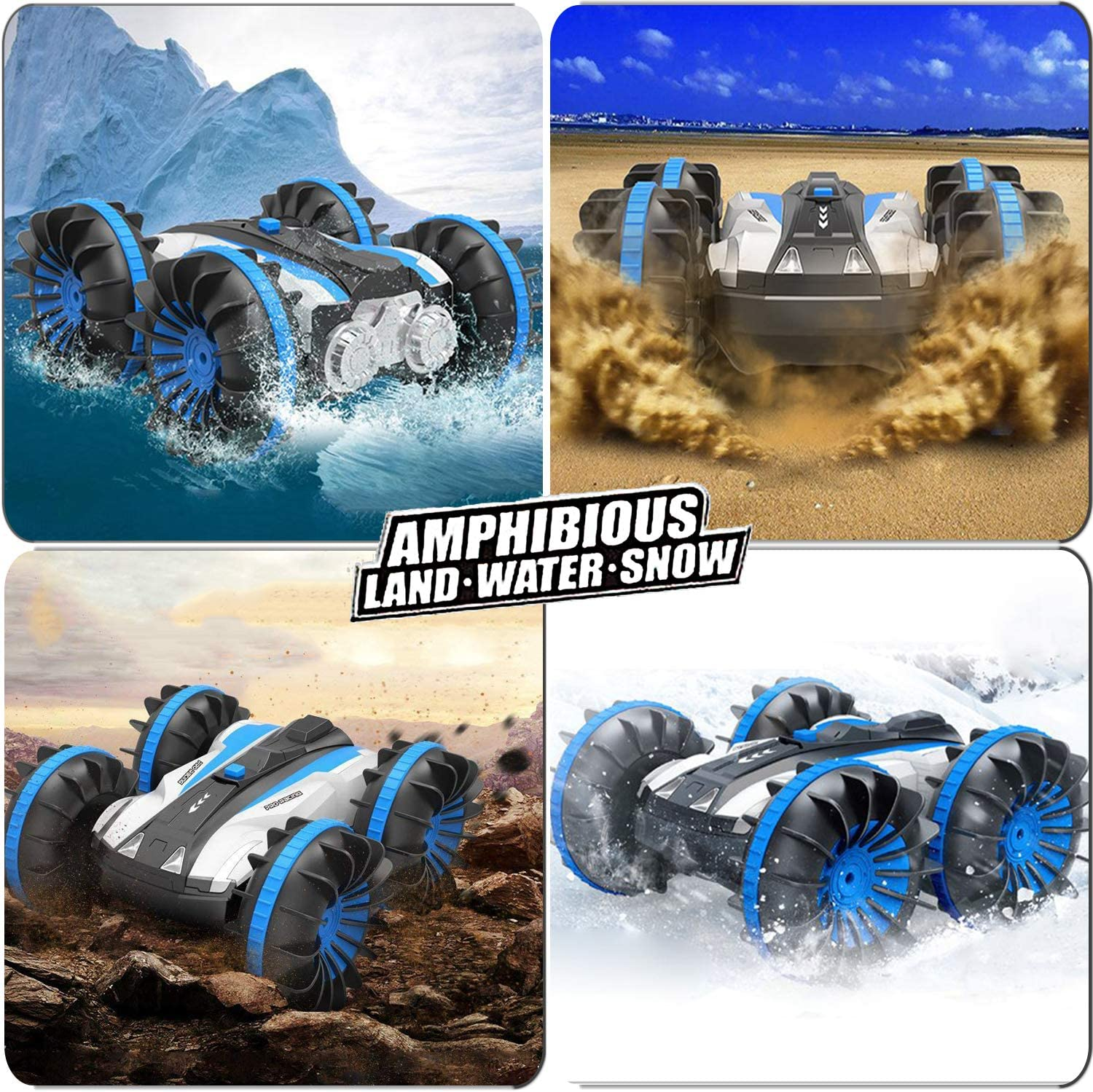 Pussan Car Toys for 5-12 Year Old Boys Amphibious Remote Control Car for Kids 2.4 Ghz RC Stunt Car for Boys Girls 4WD off Road Monster Truck Christmas Birthday Gifts Remote Control Boat Beach Toy image number 4