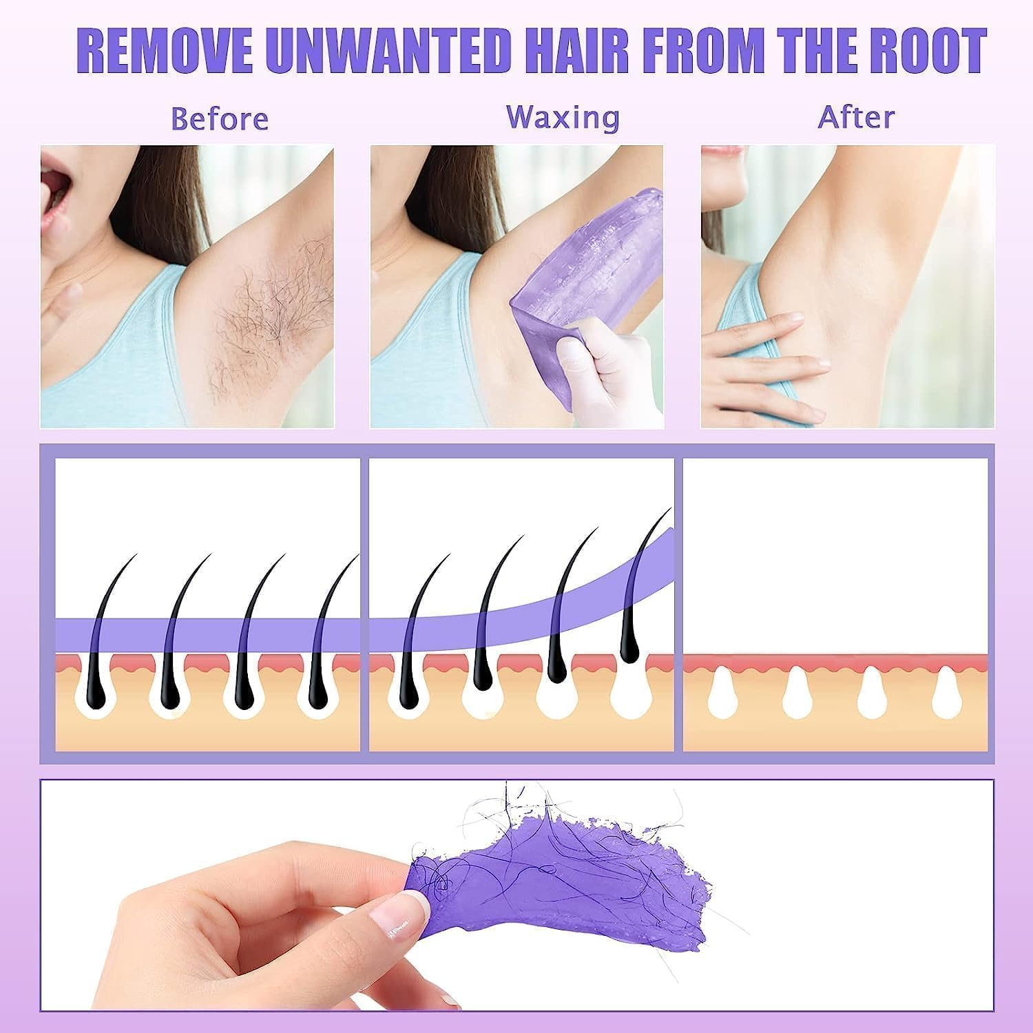 Waxing Kit, Wax Melt Warmer for Hair Removal, Wax Kit for Women and Men Full Body- Legs- Face- Eyebrows- Professional Electric Wax Pot for Hard Bikini and Strip Wax Beads Paraffin image number 6