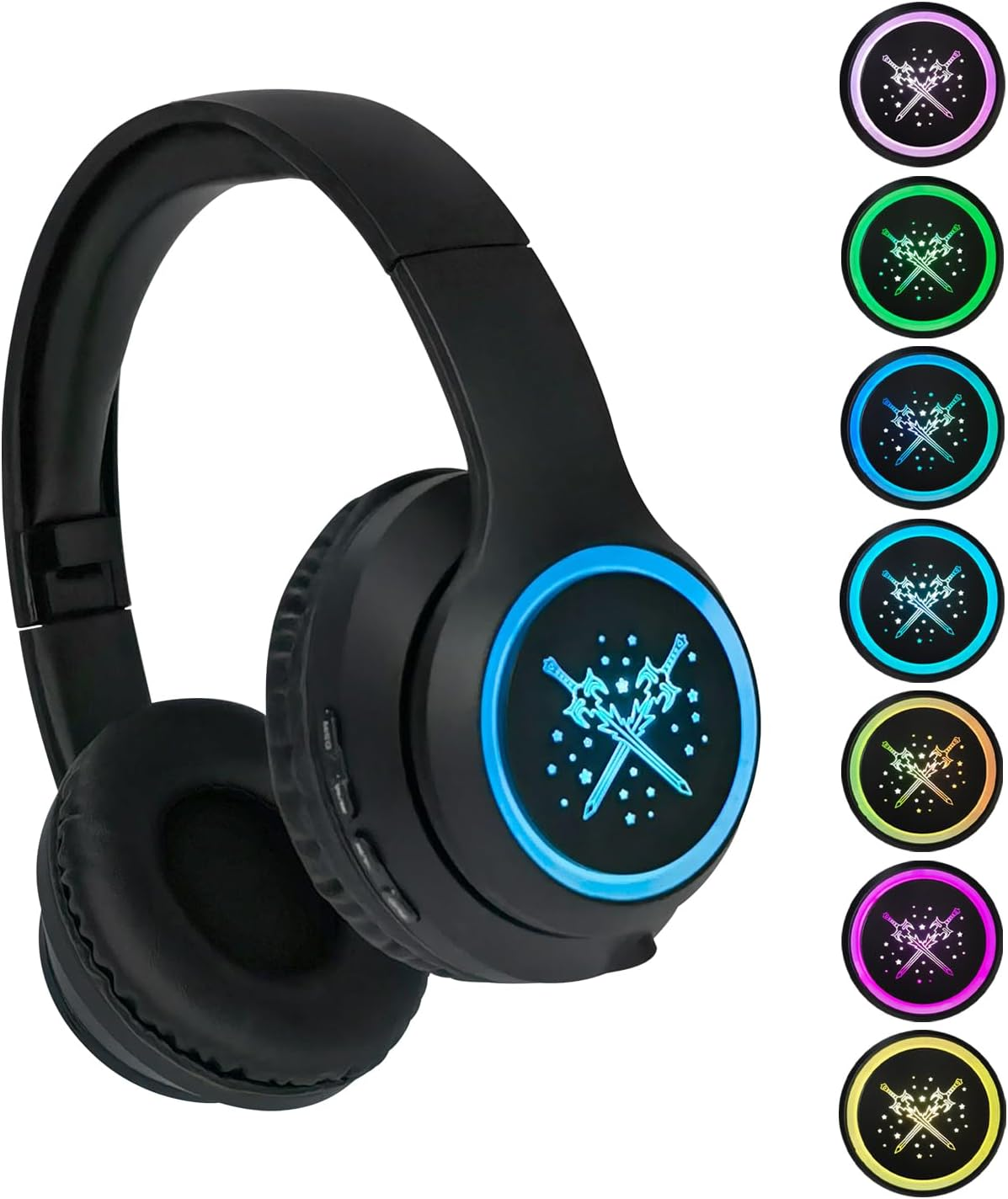 Hisonic Bluetooth Headphones Children, Bluetooth Headphones for Children with Volume Limit, Adjustable Children Adults Headset for Boys and Girls from 3 Years (LED Black) image number 3