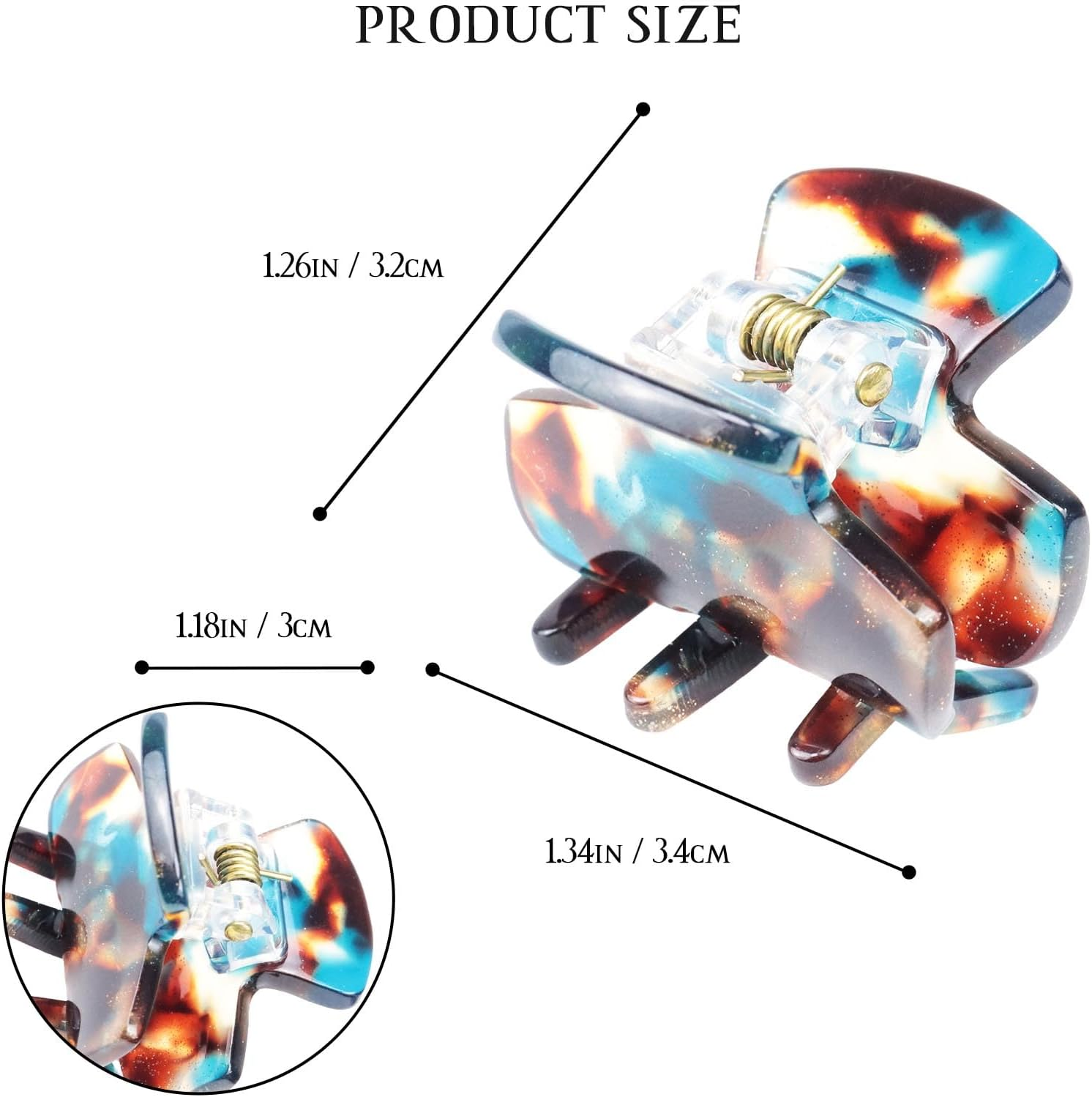 Kavya Pack of 6 Women'S Hair Clips, Small Square for Thin Hair, Non-Slip Hair Clips, Tortoiseshell Acetate Leopard Hair Clips for Women and Girls - Set 1 image number 6