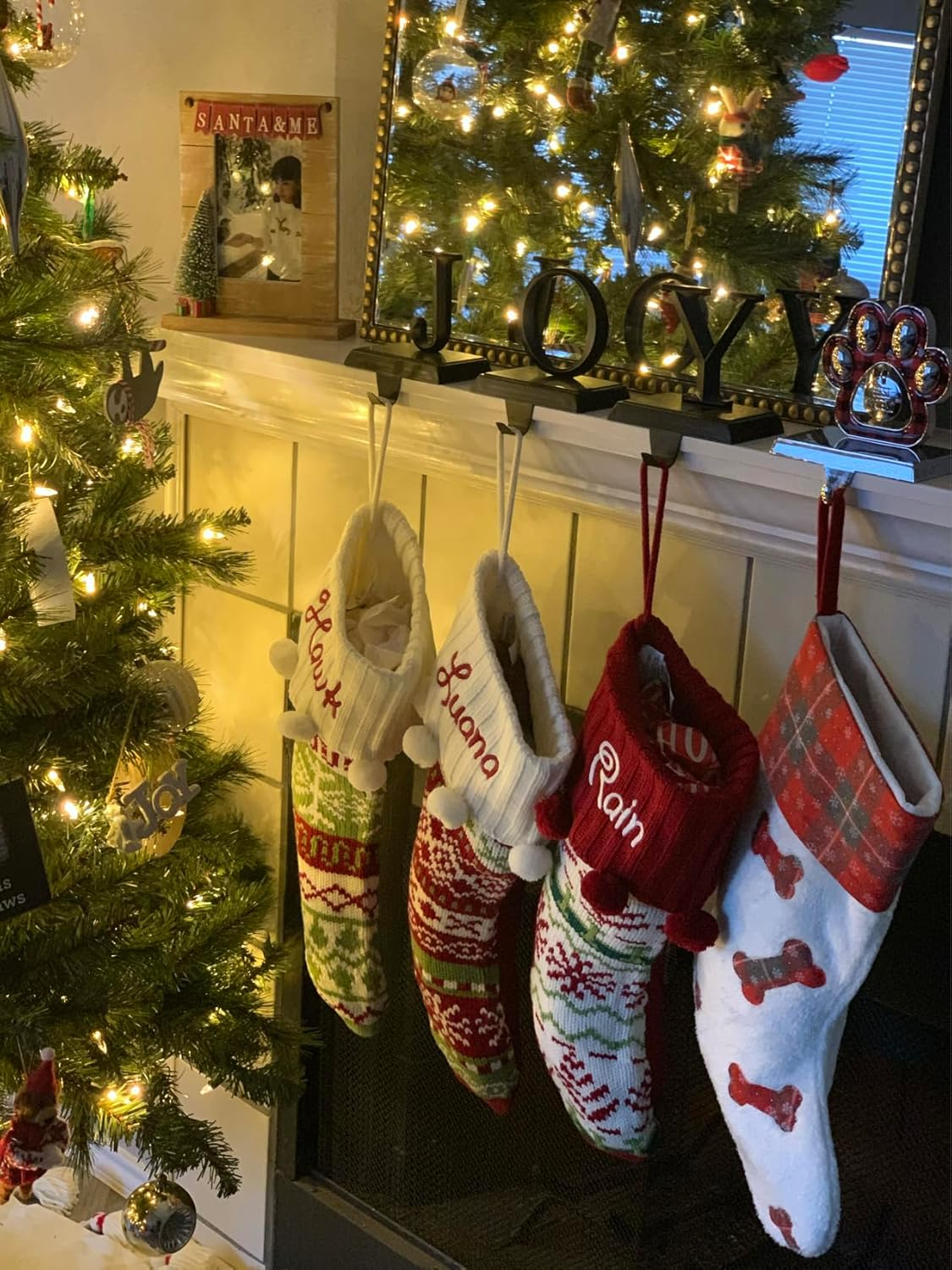 4PC Christmas Stocking Holder for Mantle, Reusable Christmas Stocking Hooks, Xmas Hanger for Fireplace Christmas Decoration Ornaments Hanging Shelf Floor image number 6