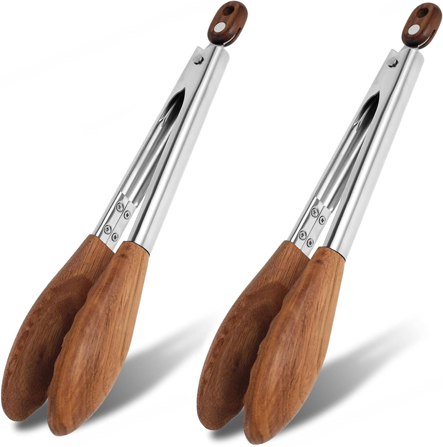 BEANPRECOY 2 Pack 15 Inch Walnut Wooden Kitchen Tongs for Cooking, BBQ & Salad Natural Wooden Tips for Toaster, Bread, Pickles Durable & Heat-Resistant Utensils image number 4