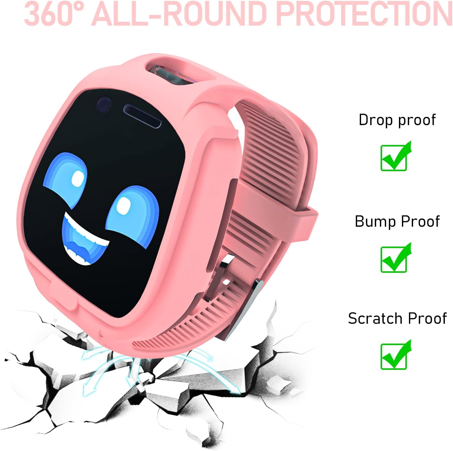 Sports Armband Compatible with Little Tikes Tobi 1 2 Robot Smartwatch, Replacement Soft Silicone Sports Strap with Case Protective Case Shockproof Children'S Protective Case