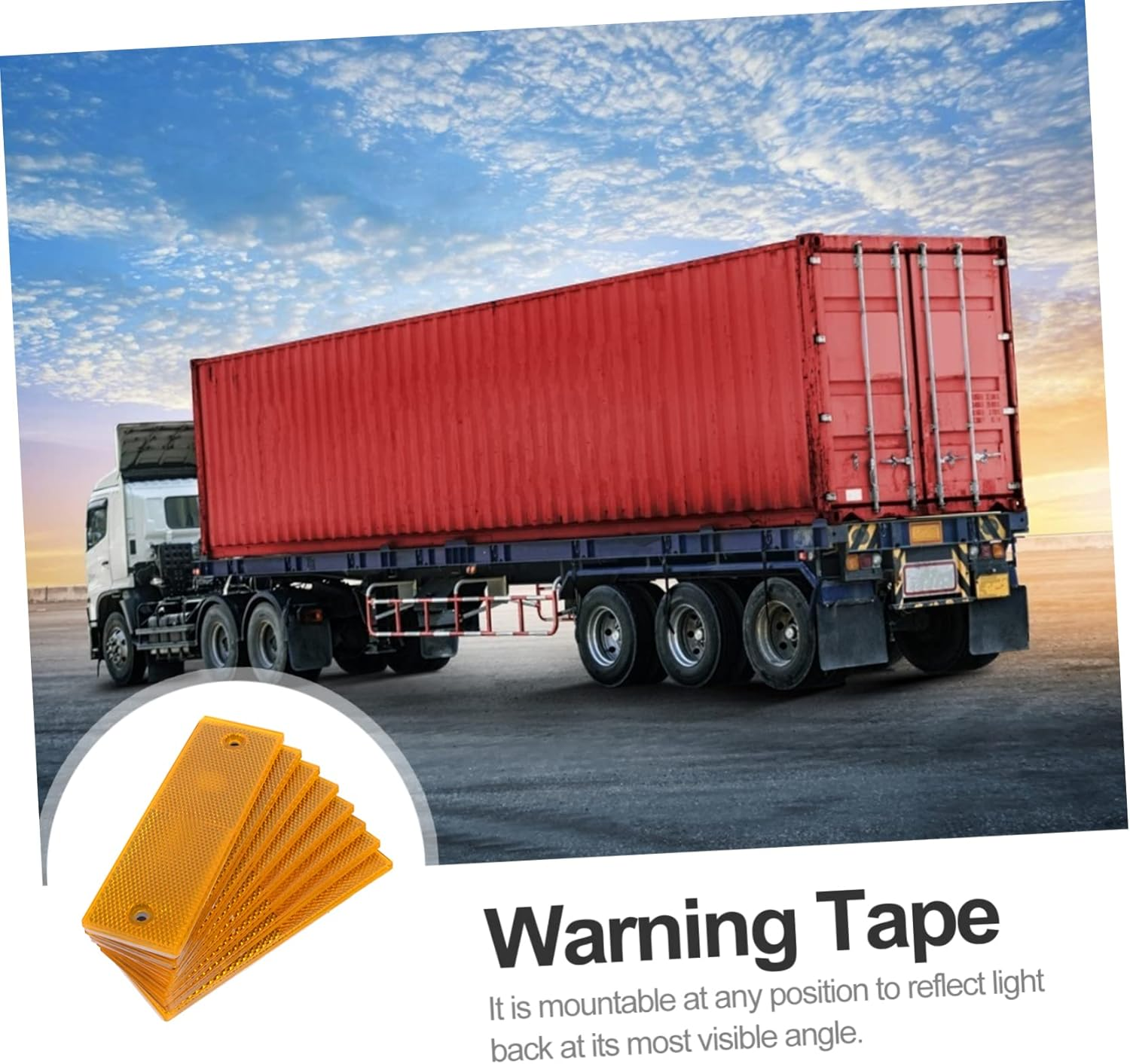 GANAZONO 8Pcs Truck Rear Reflective Sign Warning Tape Set Adhesive Backing Orange Hole Reflectors for Vehicle Safety Nighttime Visibility Car Supplies image number 1