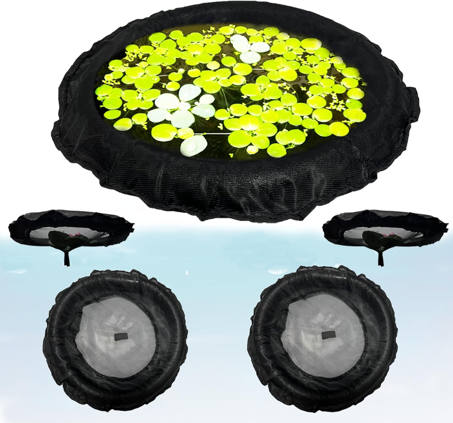 Floating Island Plant Protectors, Floating Plant Support Rings, and Fish Barriers Are Used to Protect Floating Island Plants in Ponds and Garden Water Features from Being Harmed by Koi (2, Black) image number 1