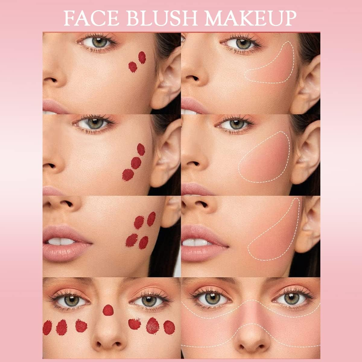 Wimode 4 Colors Liquid Blush for Cheek Makeup Mini Natural Cosmetic Makeup Blush Dewy Finish,Long-Wearing