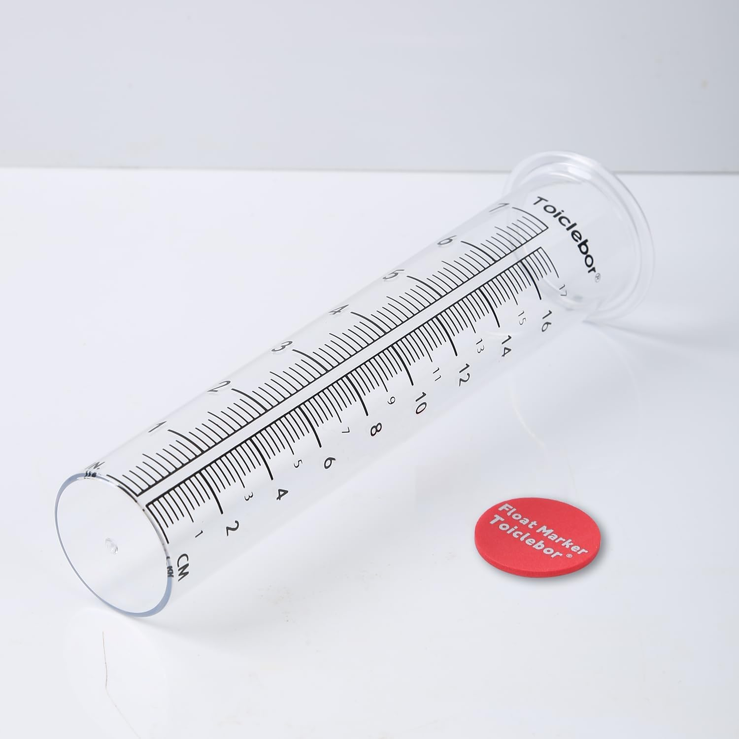 7" Capacity Rain Gauge Replacement Tube Plastic,Freeze Proof Tube,Big Numbers with Red Float Marker,Clear,8.11 Inch Height,Model RM-T01
