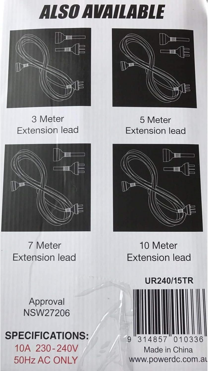 Ultracharge 10A Tradesman Auto Retractable Extension Lead Power Cord and Mountable Extension Reel, 15 M Length image number 4