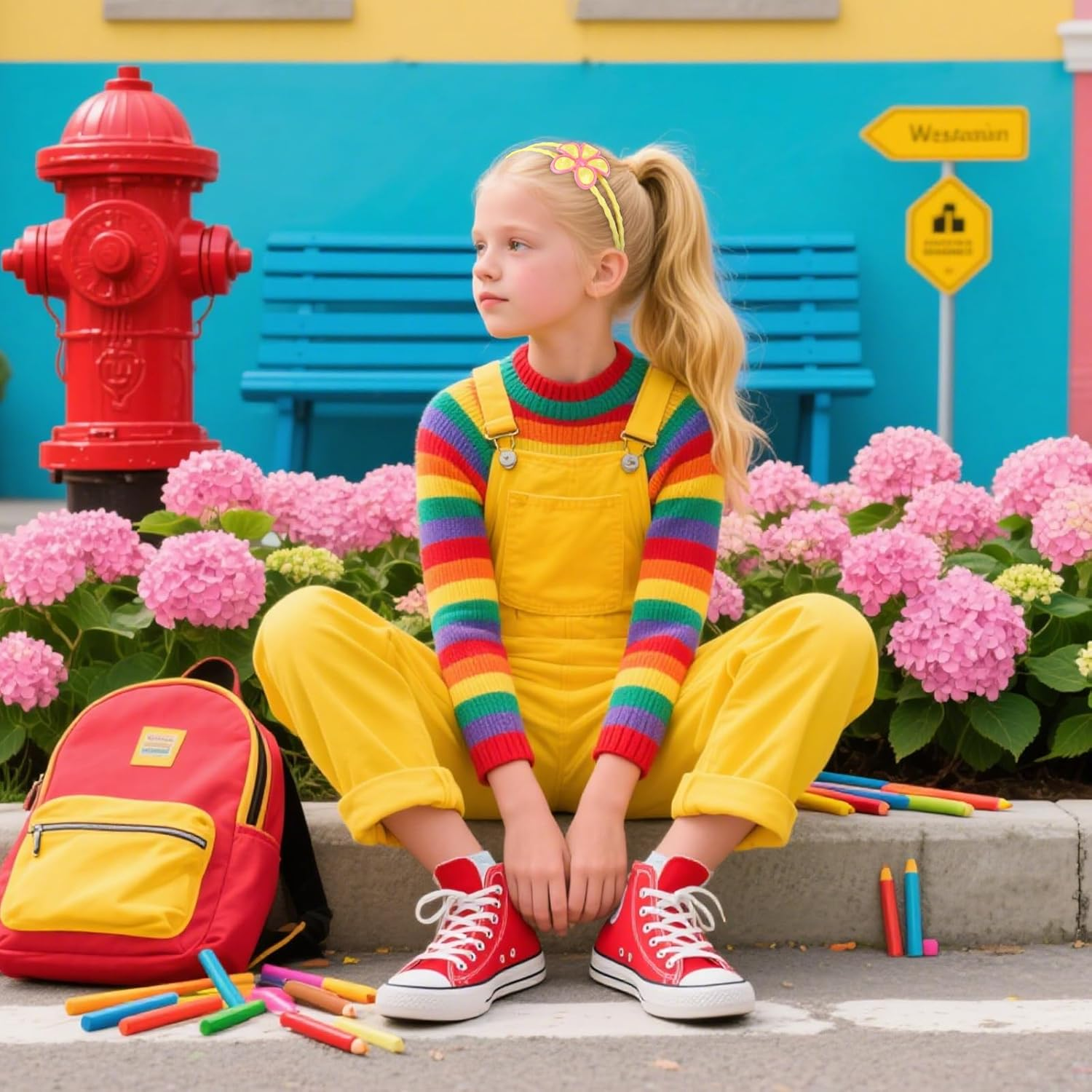 Bumlofa Pack of 3 Flower Shaped Rubber Hair Wreaths in Fruit Gum Colours with Teeth - Pink, Purple, Yellow image number 4