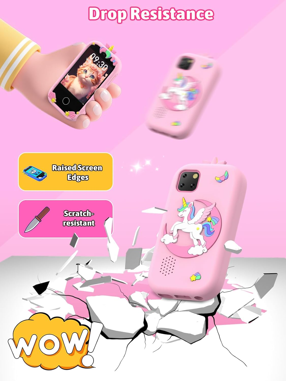 Mgaolo Kids Phone Smartphone Toy, 2.8" Touchscreen Smart Phone, Toddler Educational Learning Gift for Boys Girls Age 3-8, Games, Dual Cameras, Music Video Player, Christmas Birthday Present (Pink)