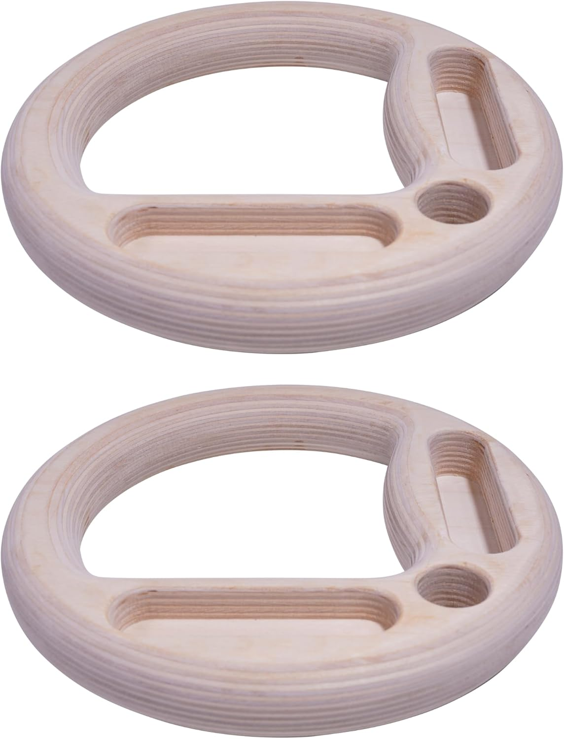 Wooden Gymnastic Rings with Built-In Hangboard &ndash; 32Mm Birch Olympic Rings with 6 Grip Options & Numbered 38Mm Straps &ndash; Calisthenics, Climbing, Bodyweight Training image number 4