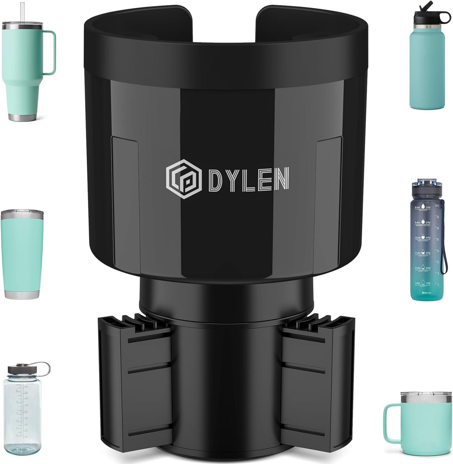 DYLEN Cup Holder Expander, Car Cup Holder Extender with Expandable Insert, Fits Large Water Bottles 500-1400 ML (7.1-10.5 CM) image number 2