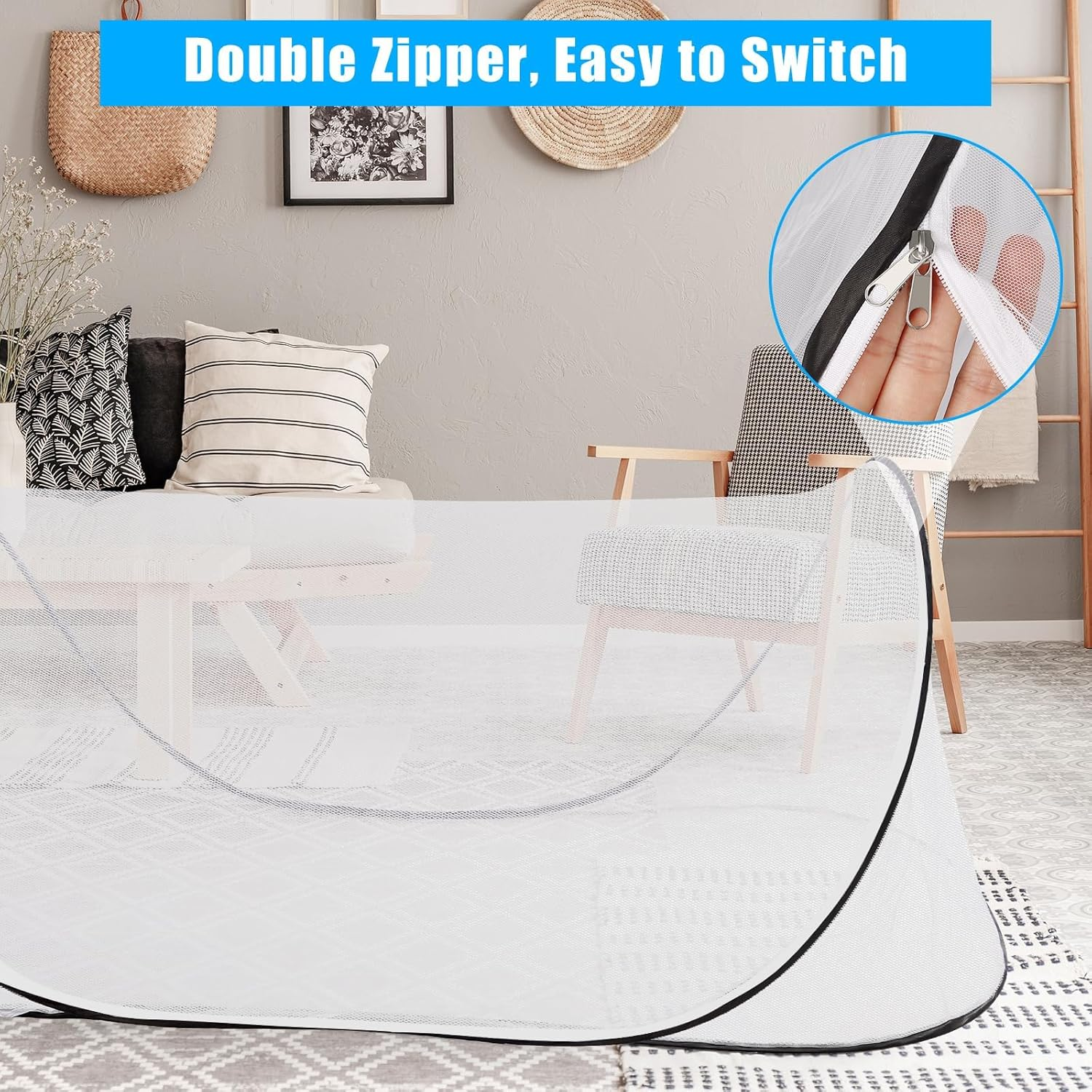 77 * 30 * 23 Inch Large Pop up Mosquito Tent, Portable Foldable Mosquito Net for Bed Camping Travel Patio image number 2