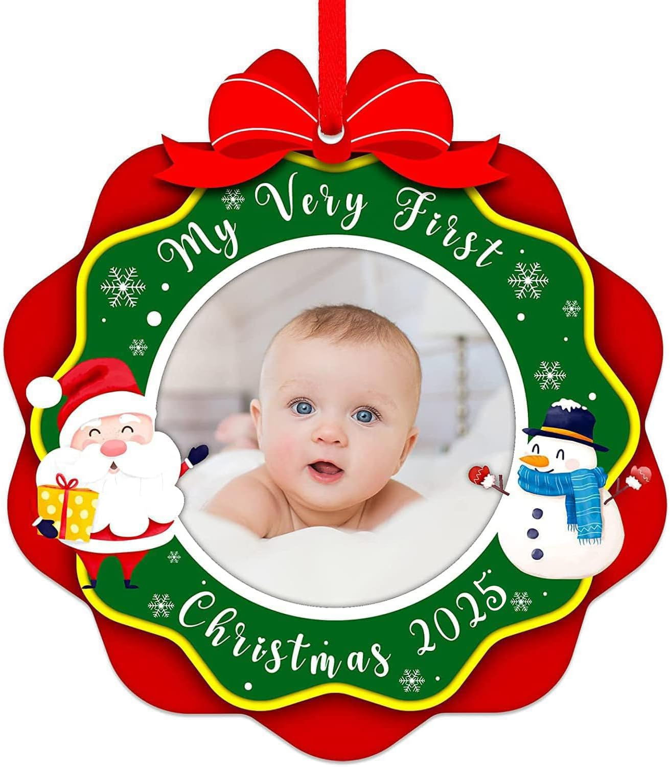 SICOHOME Babys First Christmas Ornament 2024 - My Very First Christmas Picture Frame Ornament Acrylic Newborn Baby 1St Christmas Ornament Photo Frame Girl Boy for Son Daughter Grandson Granddaughter image number 3